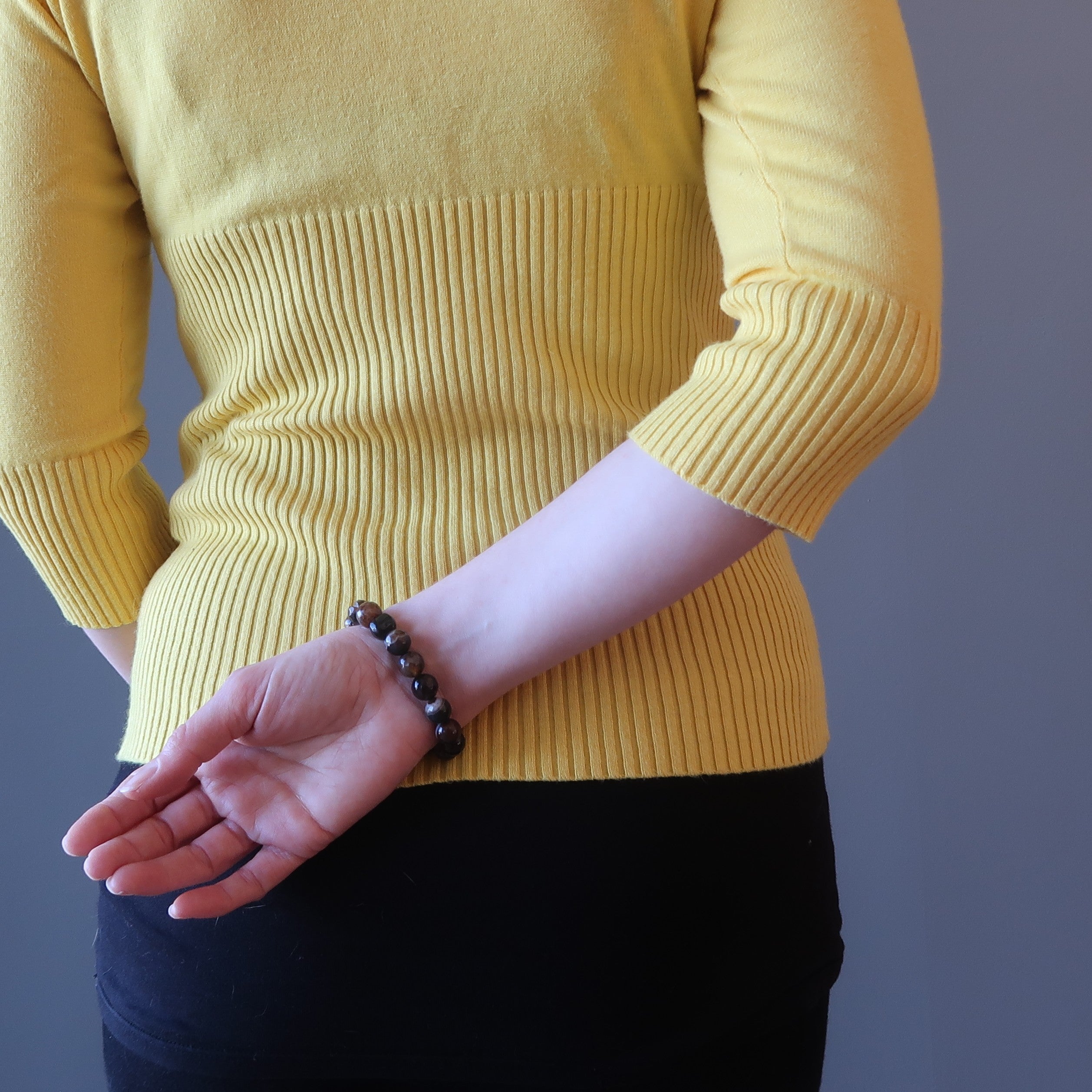 Bracelet Agate Café Perles Facettées Rayées Gemme Boost d'Énergie