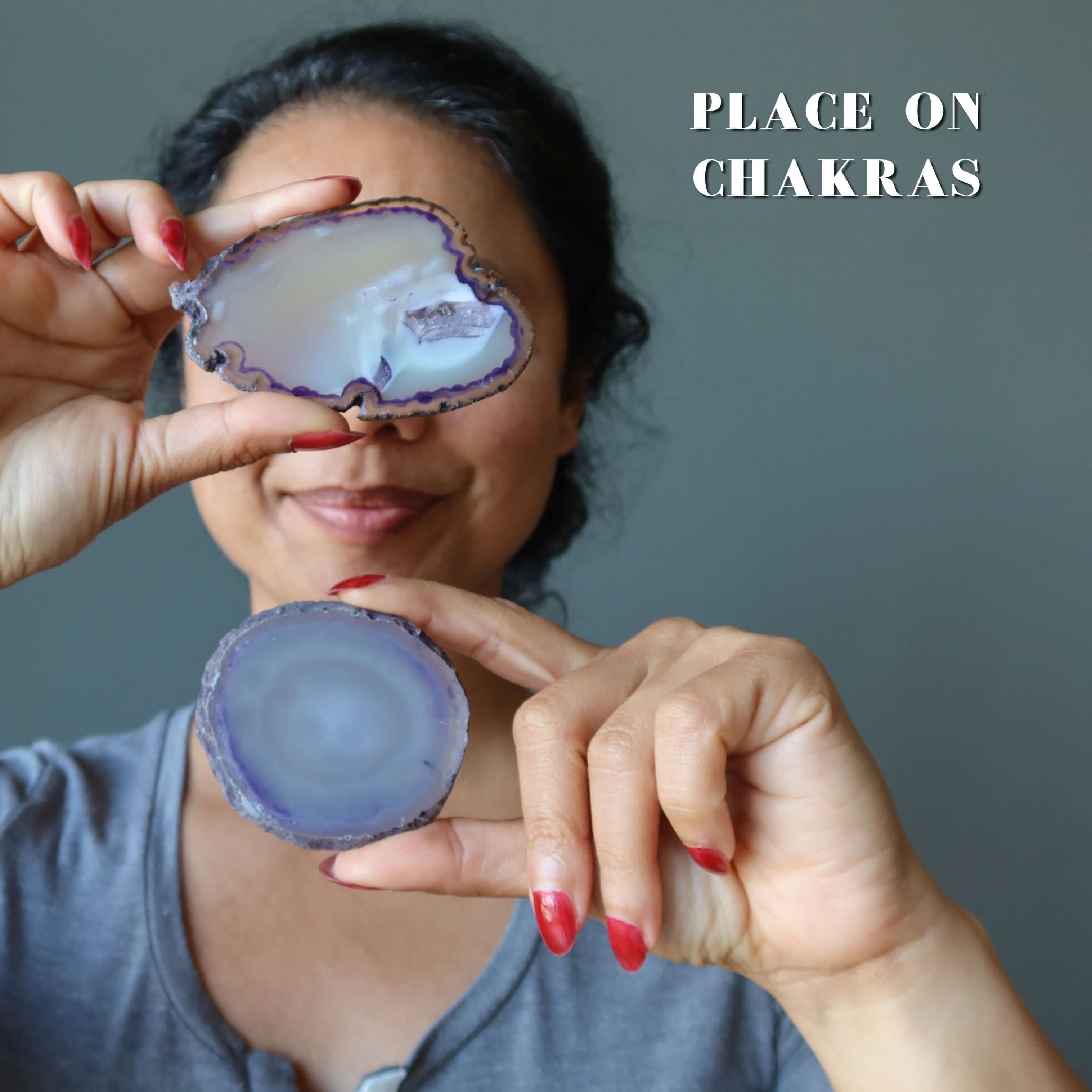 Dalle de cristal en agate violette pour la guérison spirituelle