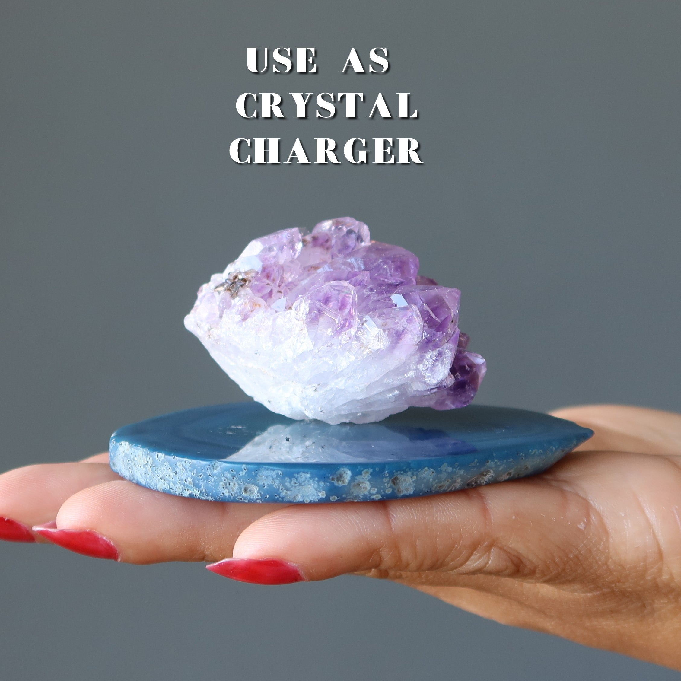 Plaque de pierre de cristal bleue Agate Chargeur Sagesse