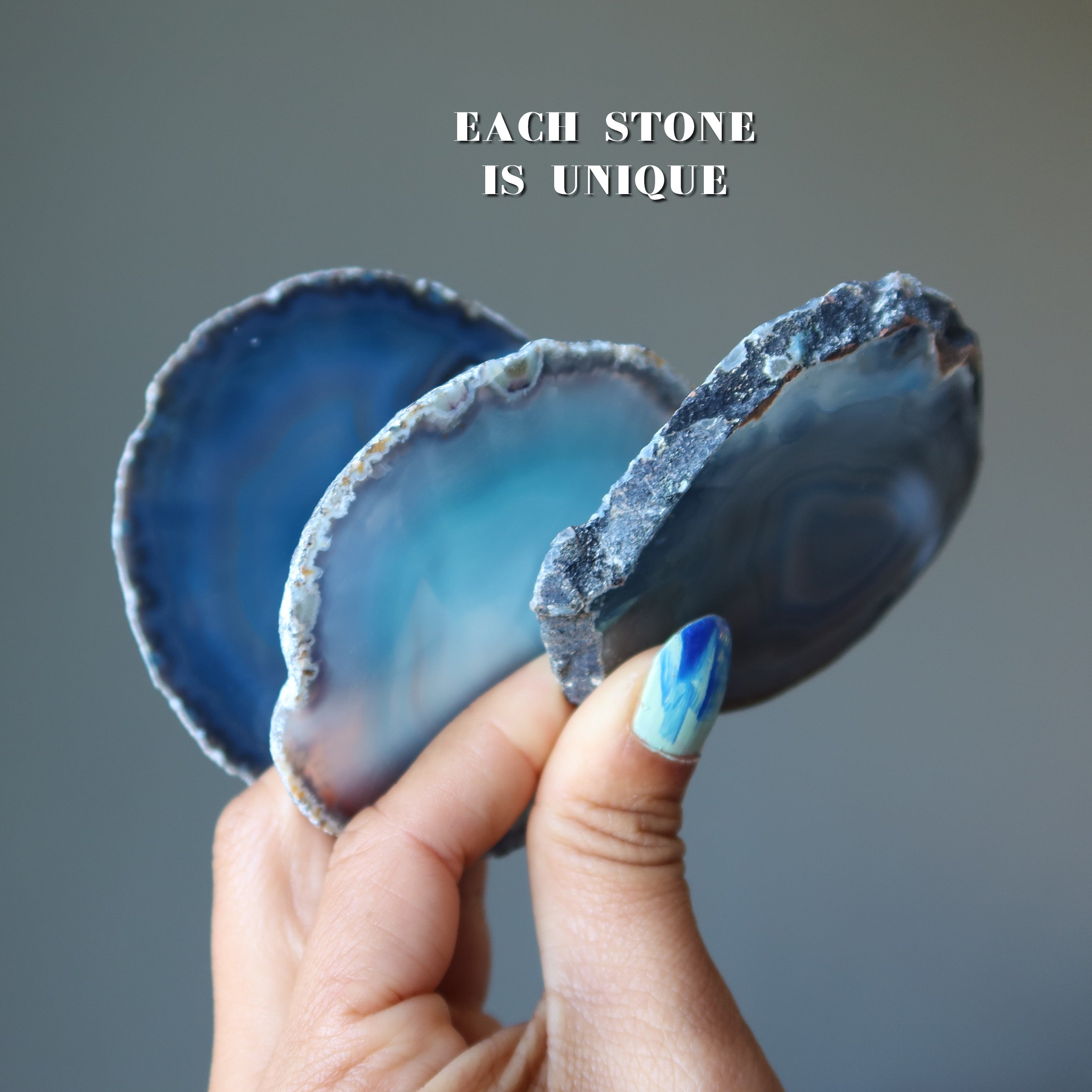 Blue Agate Charger Plate Station Teal Crystal Slice Slab