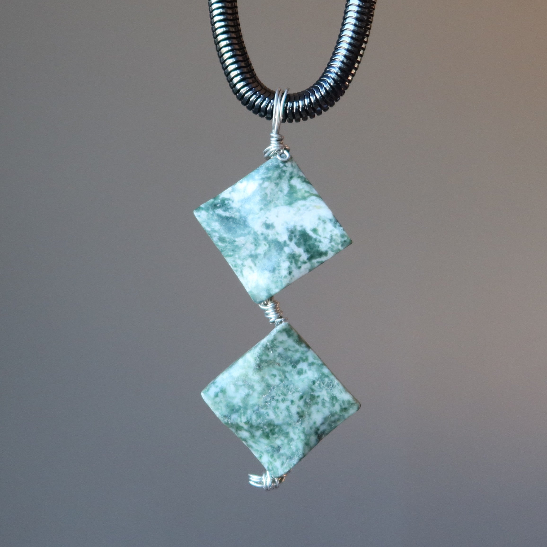 Tree Agate Necklace Hug Nature Organic Green Gemstones