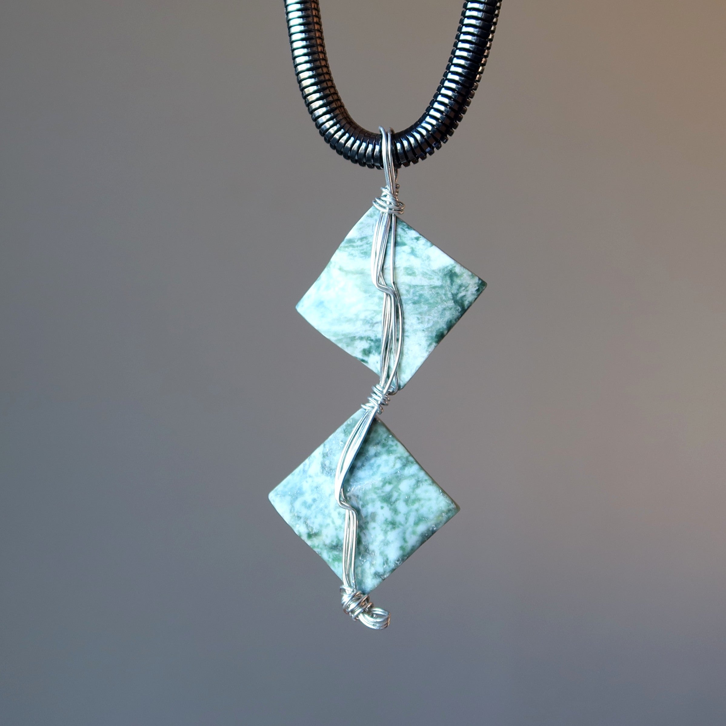 Tree Agate Necklace Hug Nature Organic Green Gemstones