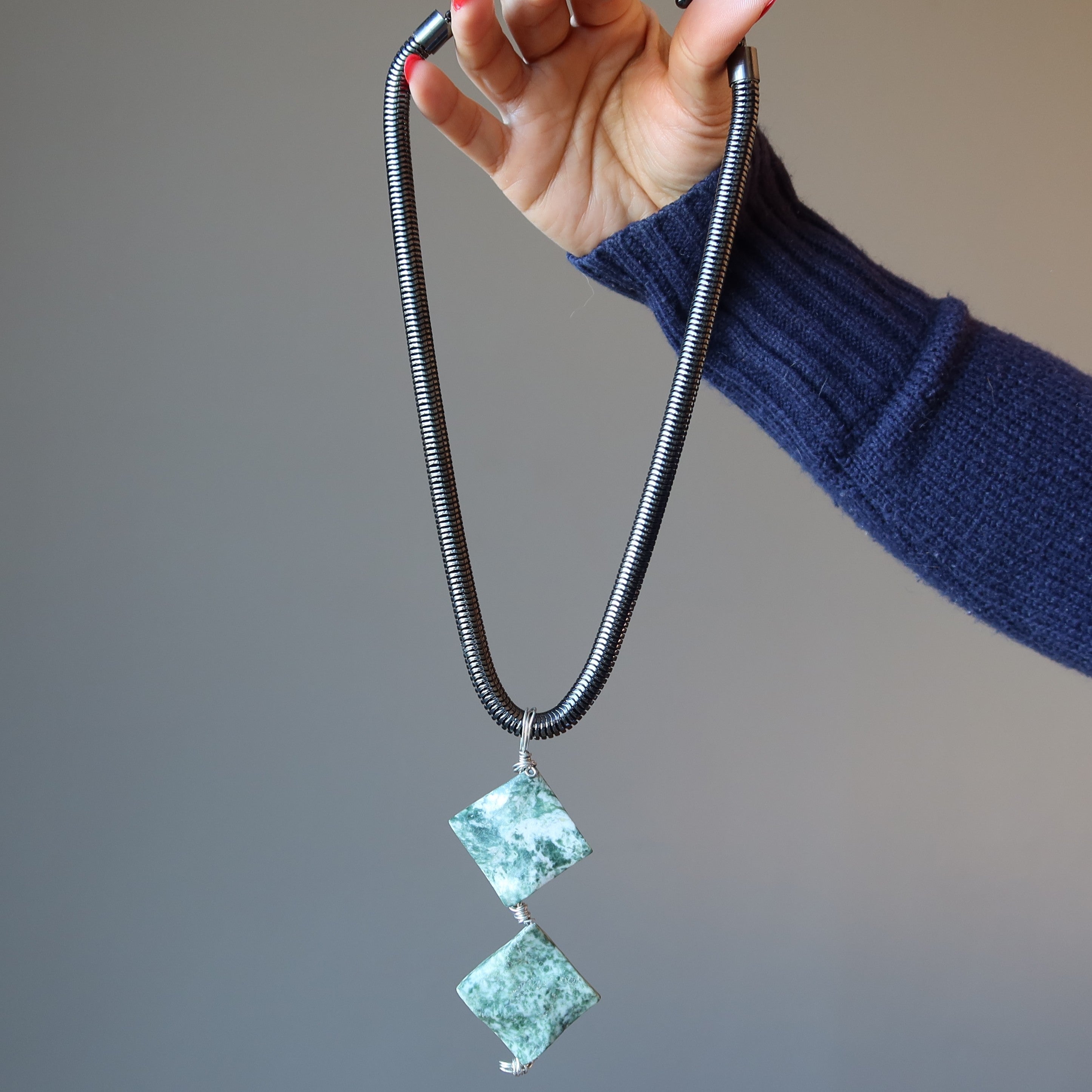 Tree Agate Necklace Hug Nature Organic Green Gemstones
