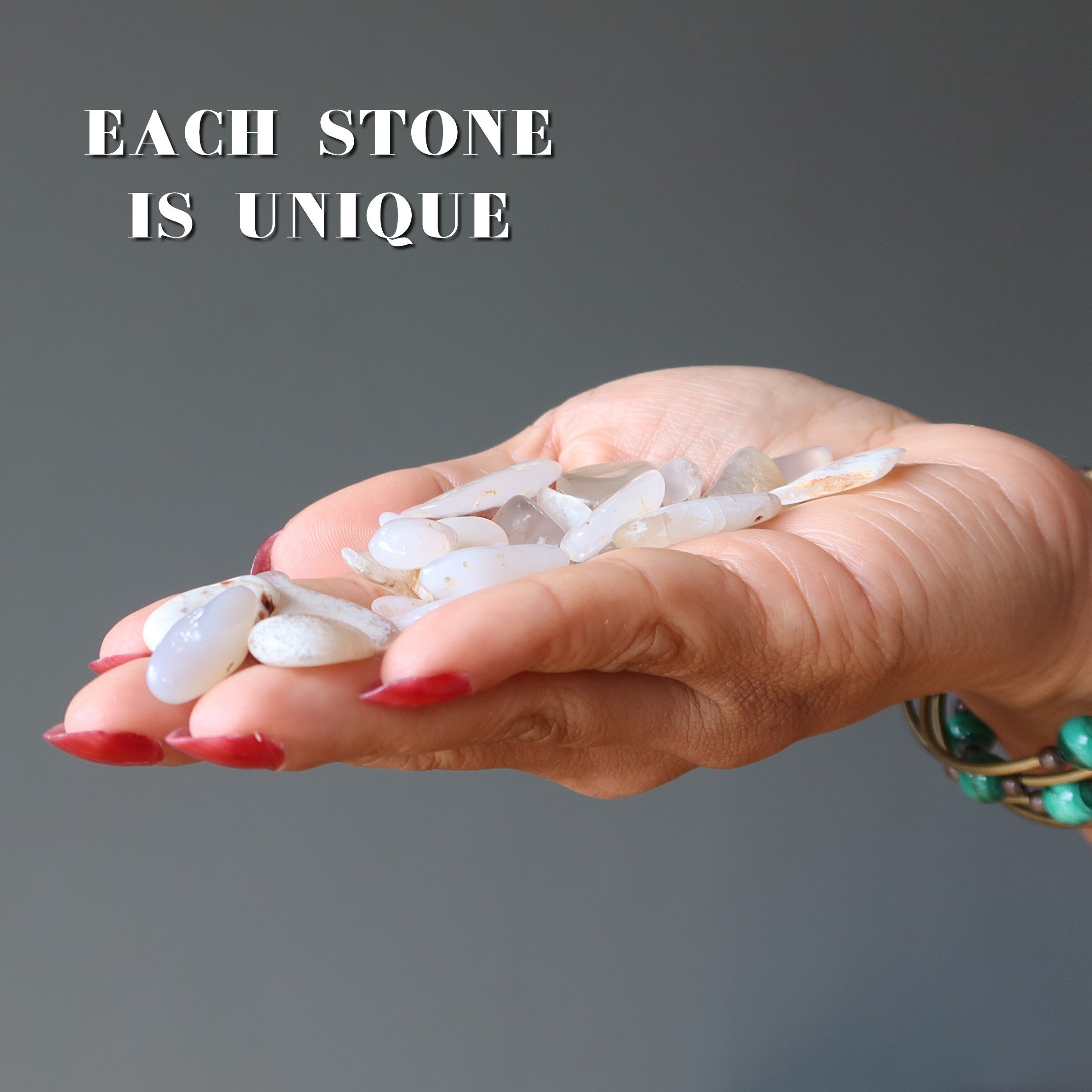 White Agate Tumbled Stone Glisten Crystal
