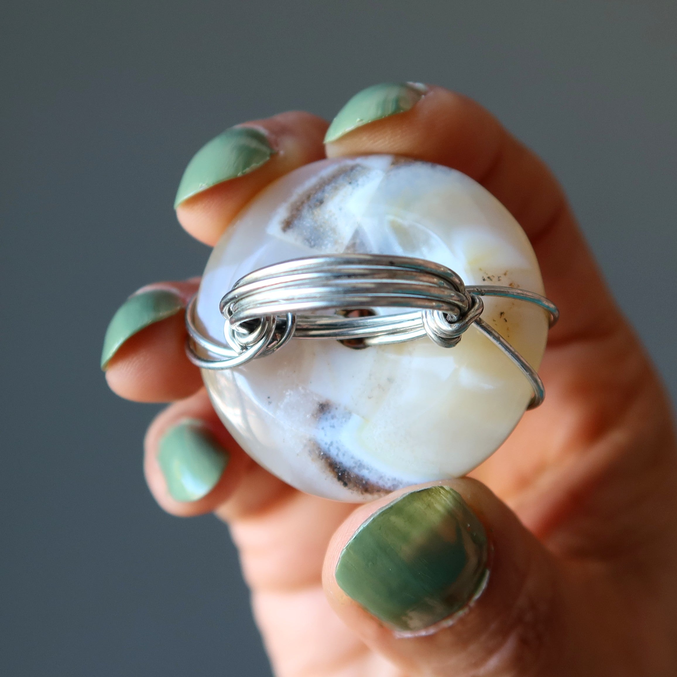 Yellow Agate Ring Healing Crystal Silver Wire Size 6.5