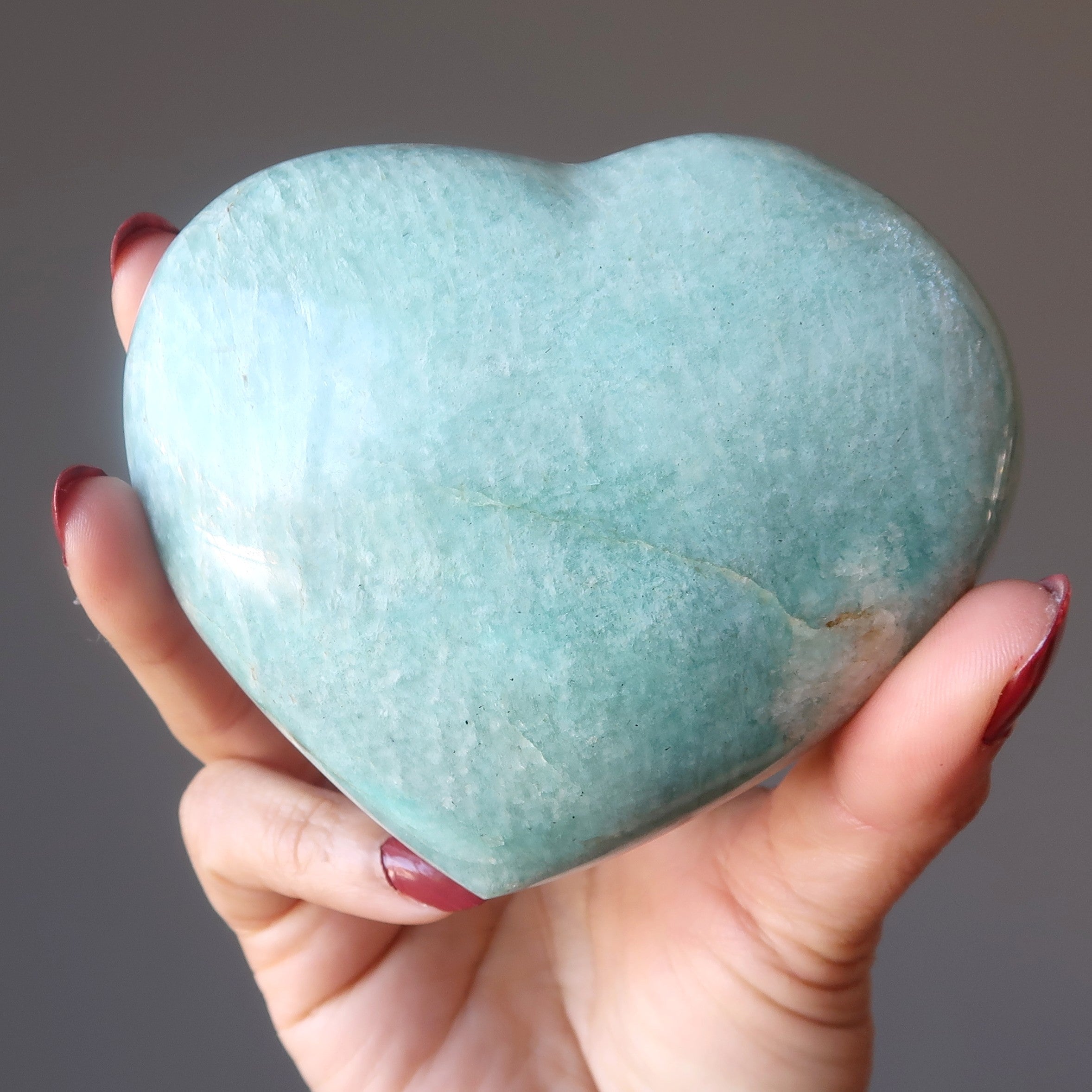 Amazonite Cœur Scintillant et Dansant Pierre d'Amour Vert Brillant