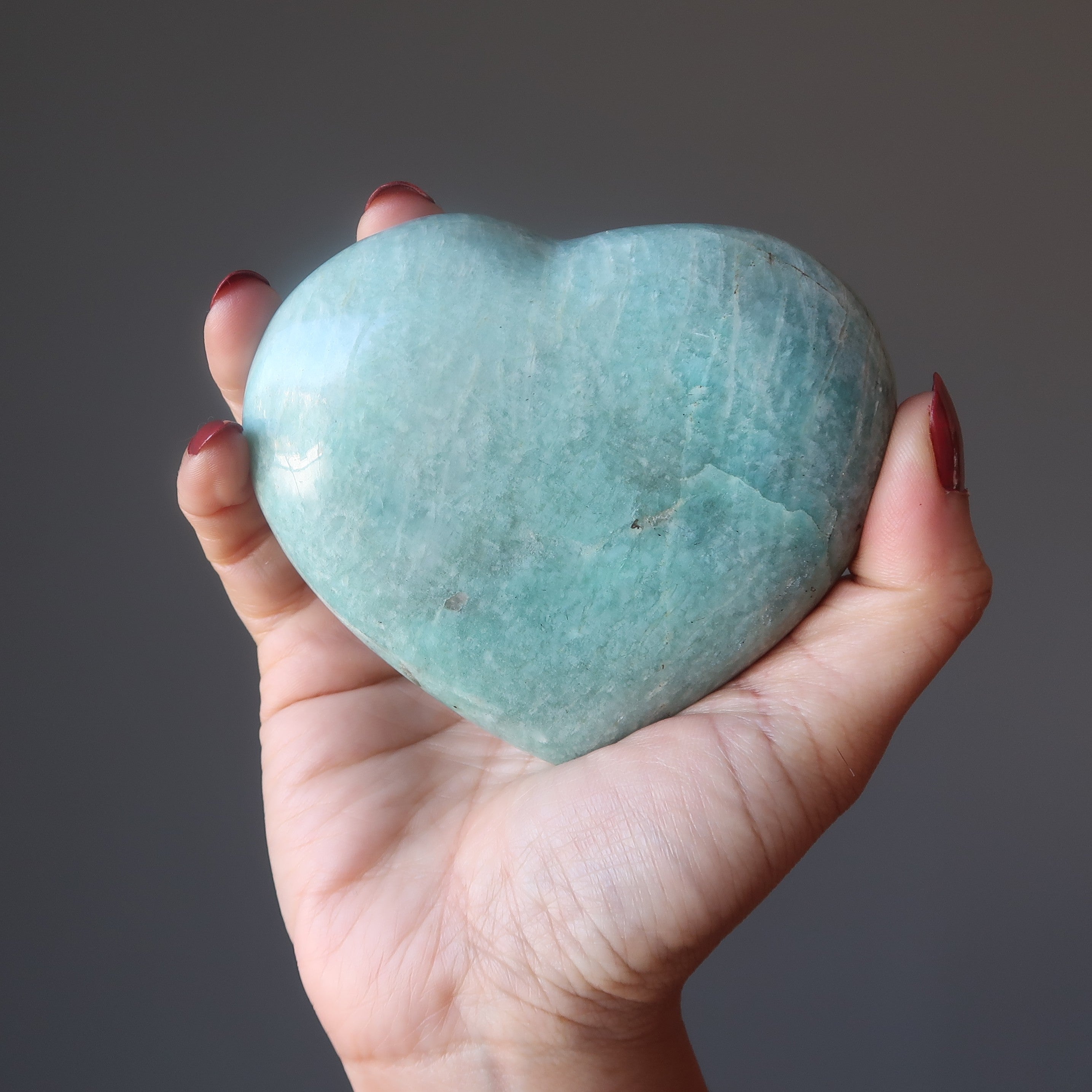 Amazonite Cœur Scintillant et Dansant Pierre d'Amour Vert Brillant