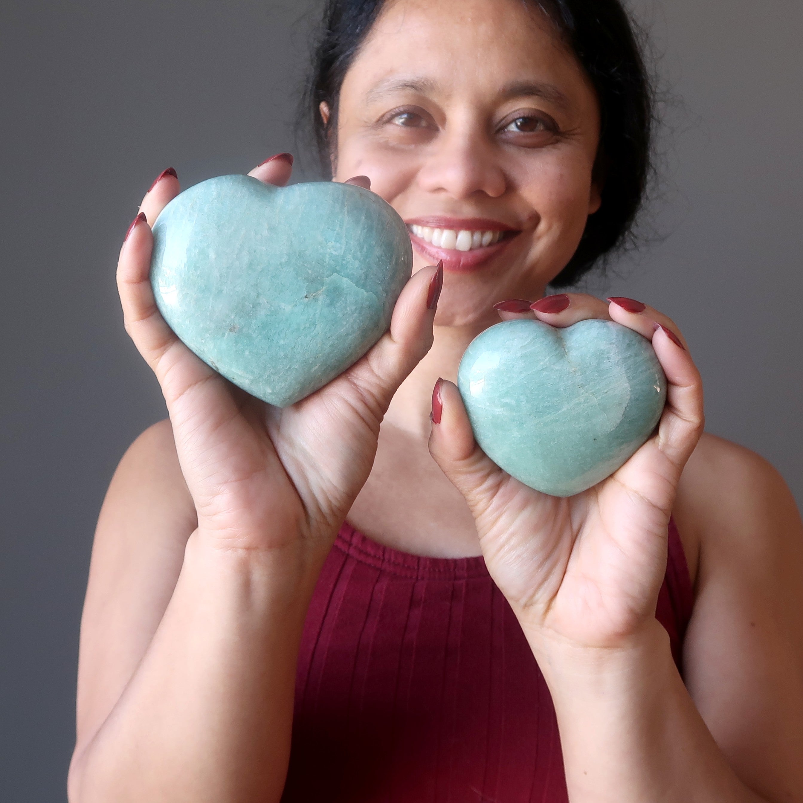 Amazonite Cœur Scintillant et Dansant Pierre d'Amour Vert Brillant