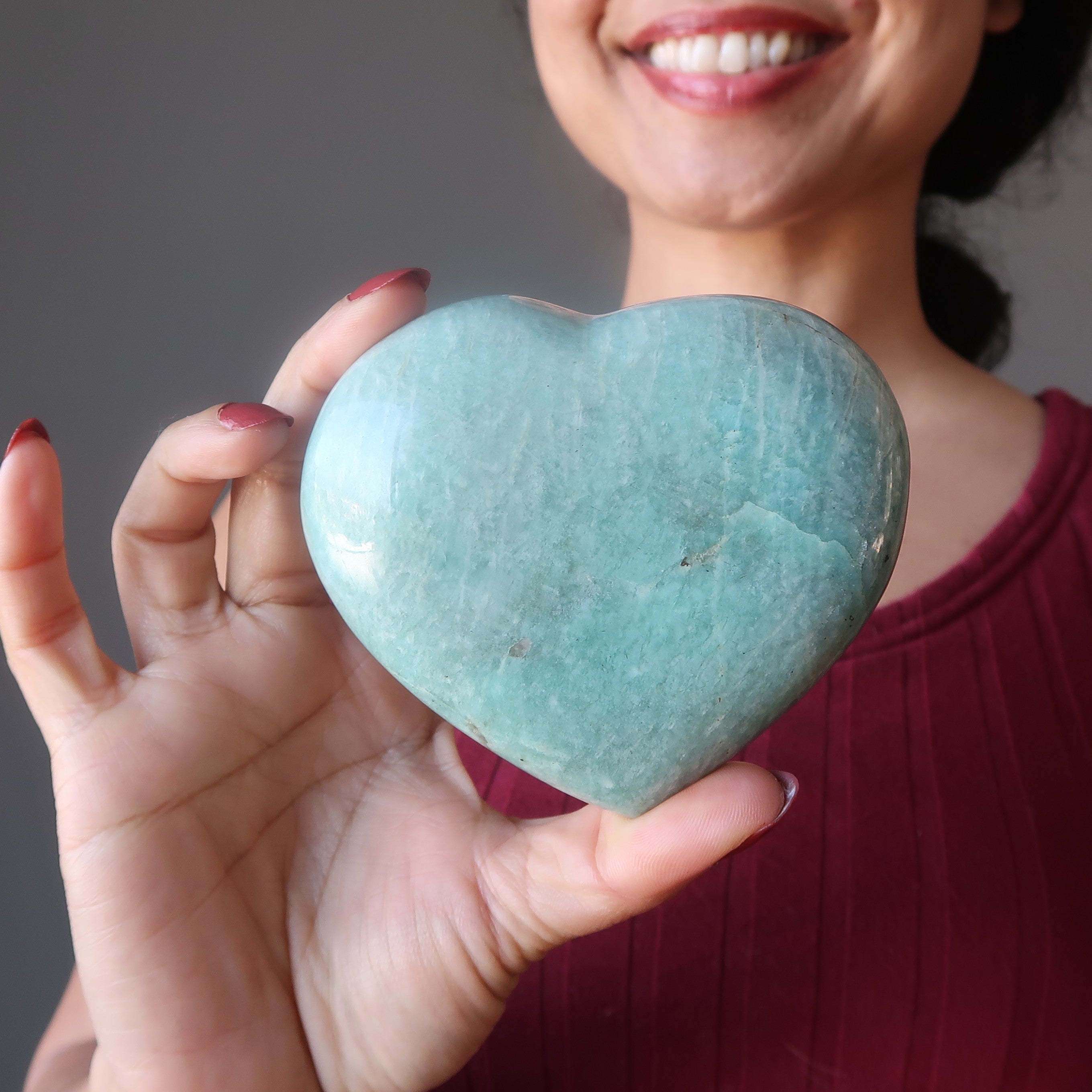 Amazonite Cœur Scintillant et Dansant Pierre d'Amour Vert Brillant