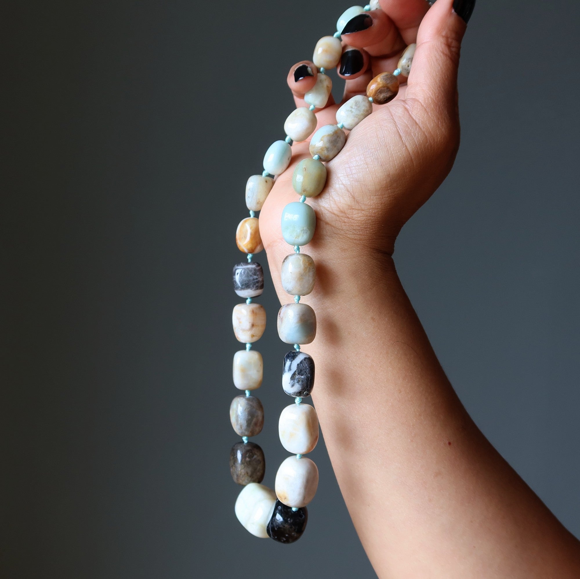 Amazonite Necklace Flower of Creation Knotted Crystals