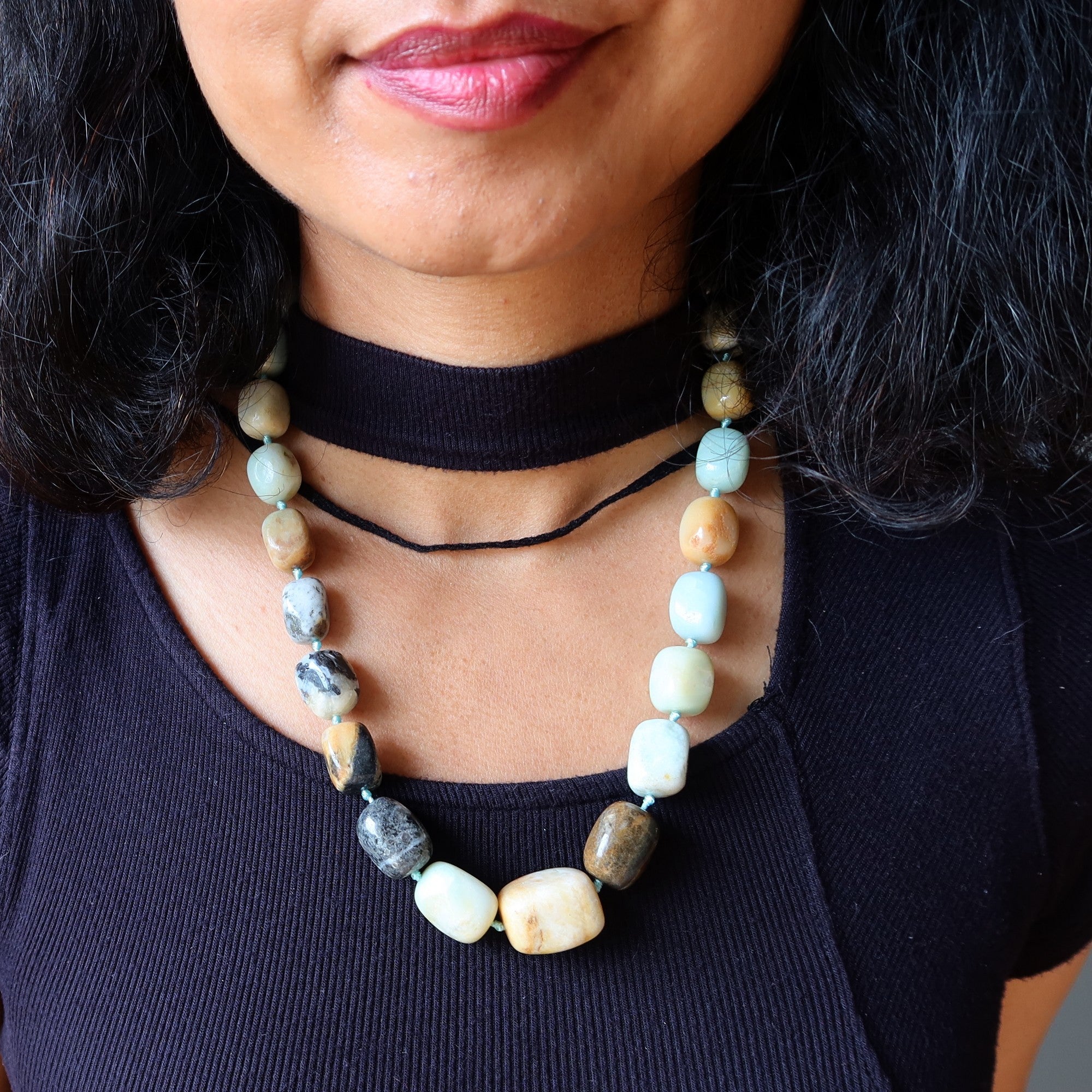 Amazonite Necklace Flower of Creation Knotted Crystals