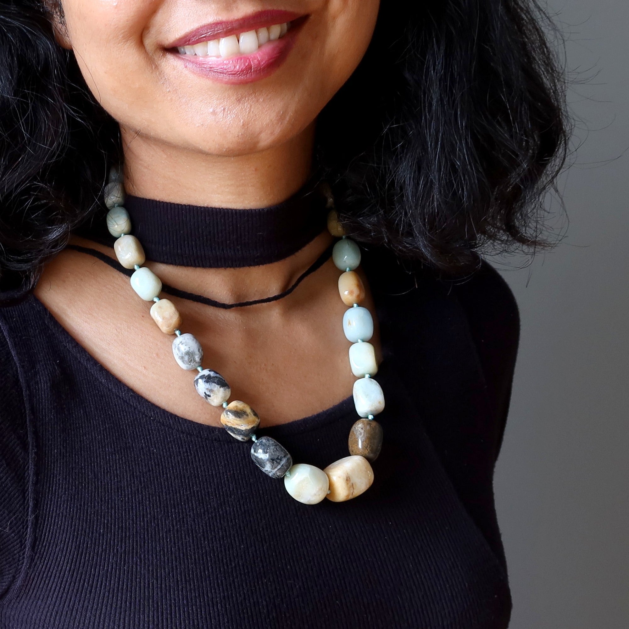 Amazonite Necklace Flower of Creation Knotted Crystals