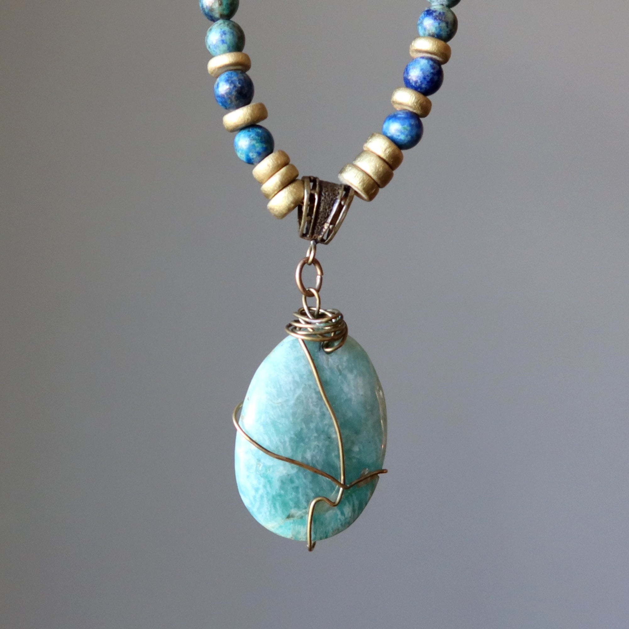 Amazonite Necklace Lapis Blue Green Harmony Gems