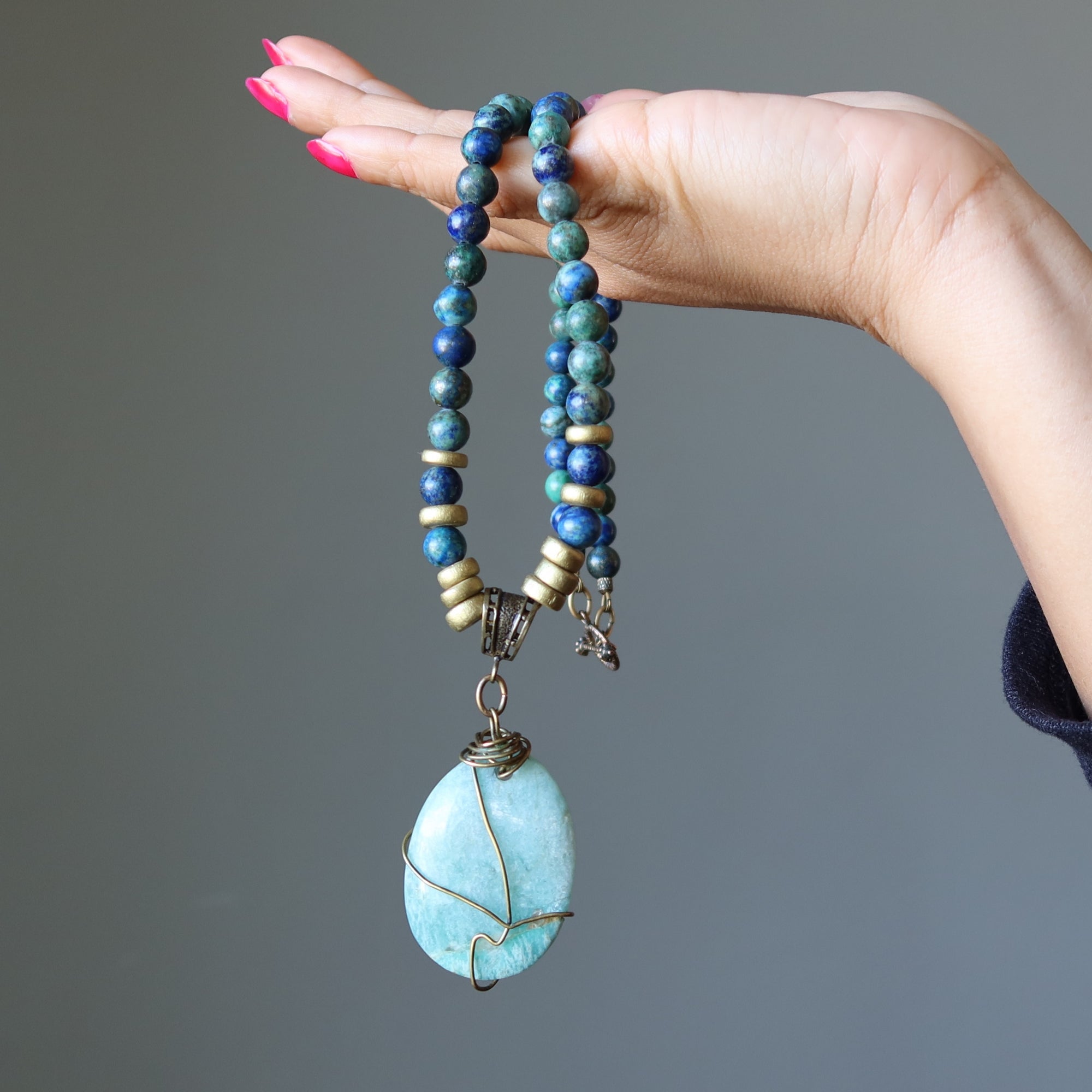 Amazonite Necklace Lapis Blue Green Harmony Gems