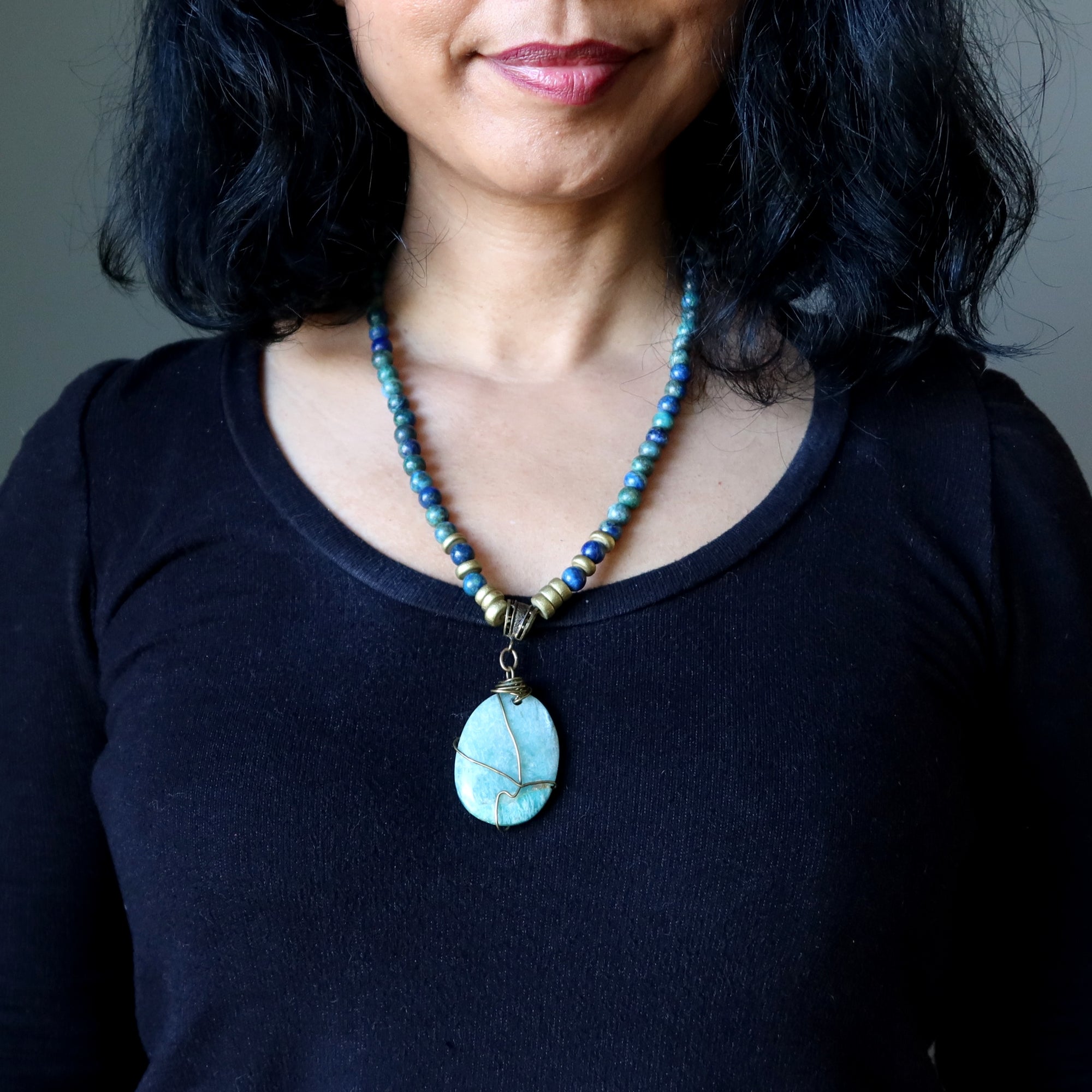 Amazonite Necklace Lapis Blue Green Harmony Gems