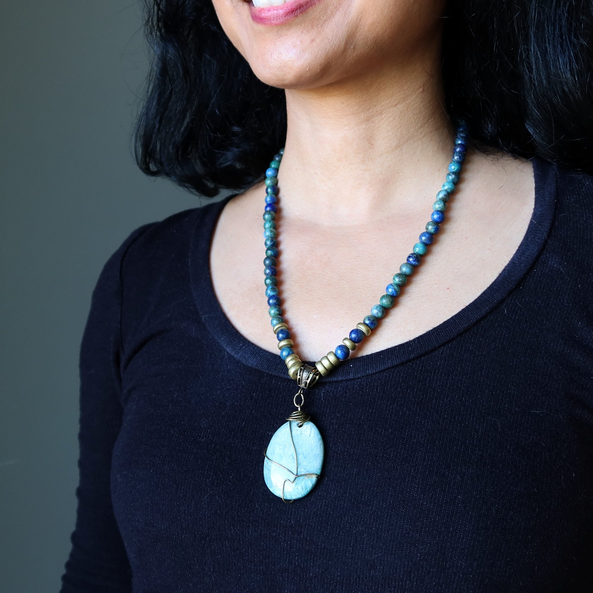 Amazonite Necklace Lapis Blue Green Harmony Gems