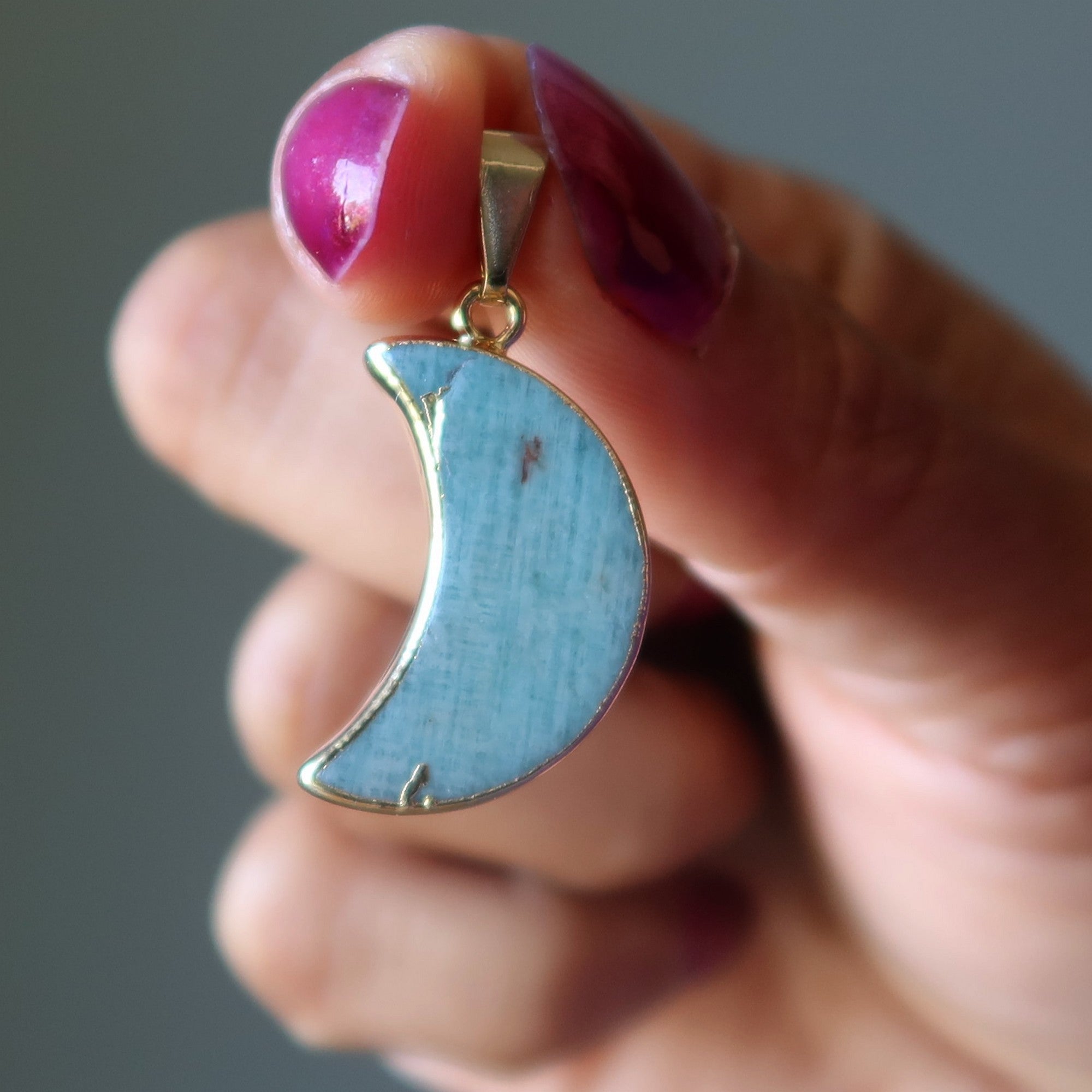 Amazonite Pendant Intuitive Crescent Moon Ocean Tide