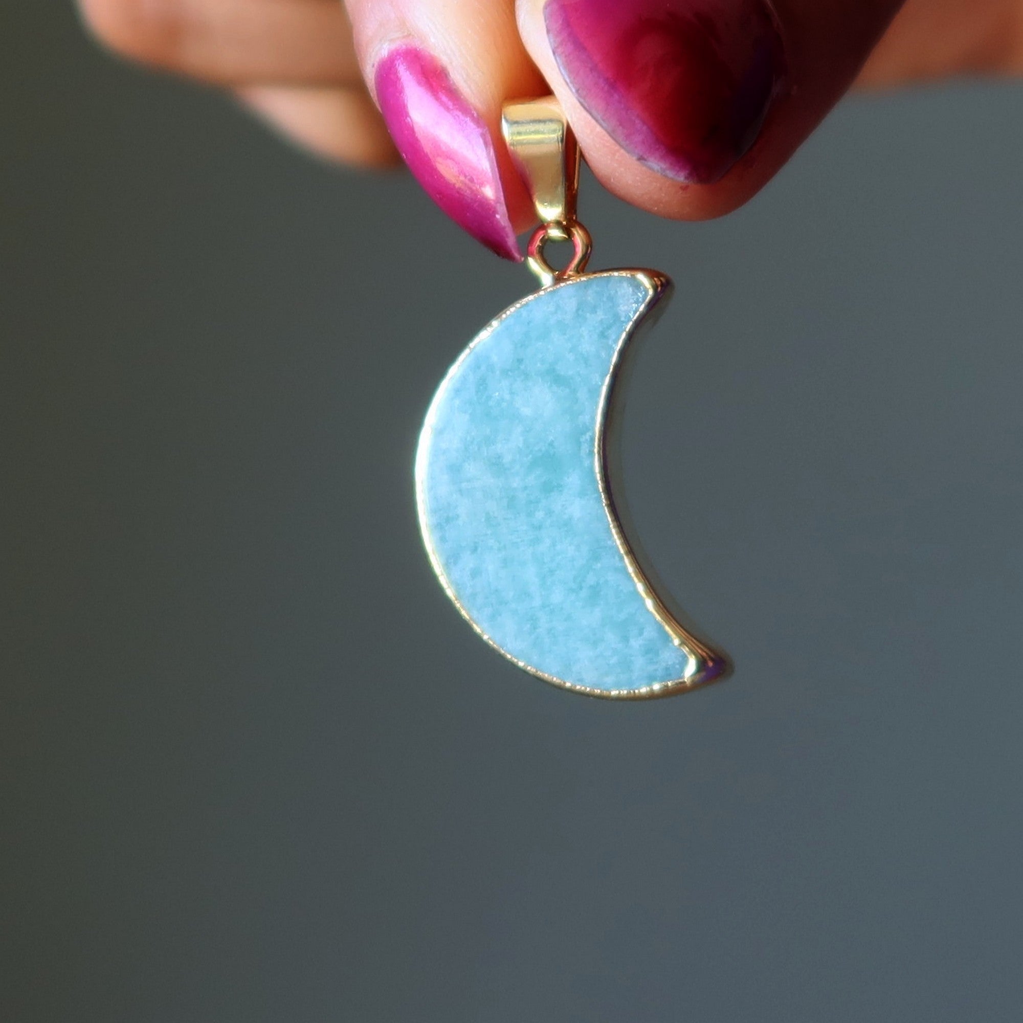 Amazonite Pendant Intuitive Crescent Moon Ocean Tide