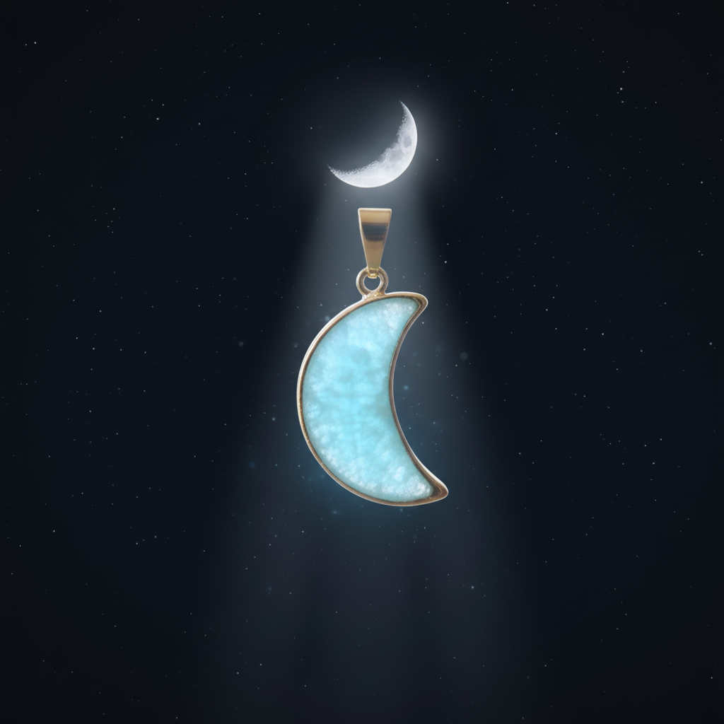 Amazonite Pendant Intuitive Crescent Moon Ocean Tide