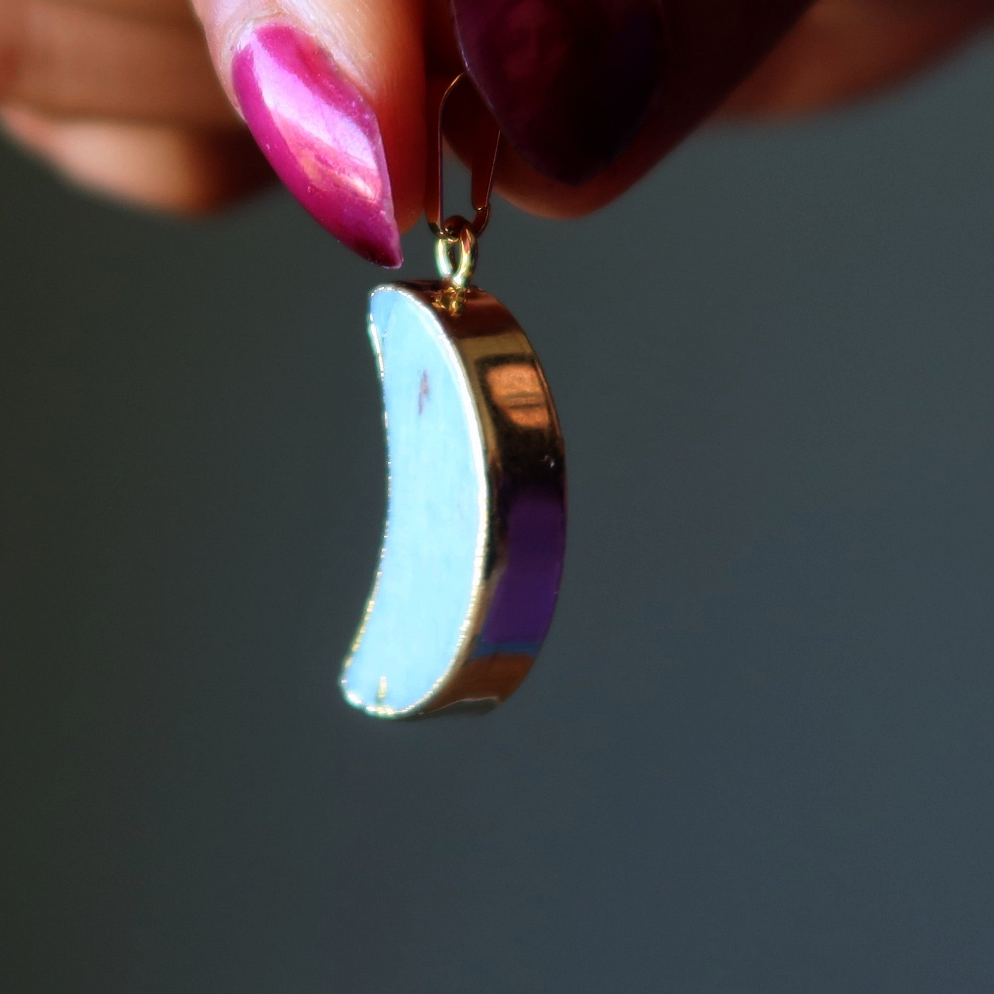 Amazonite Pendant Intuitive Crescent Moon Ocean Tide