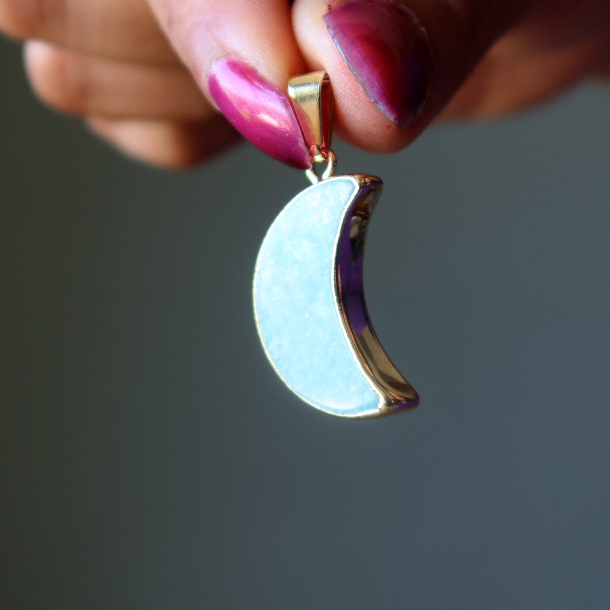 Amazonite Pendant Intuitive Crescent Moon Ocean Tide