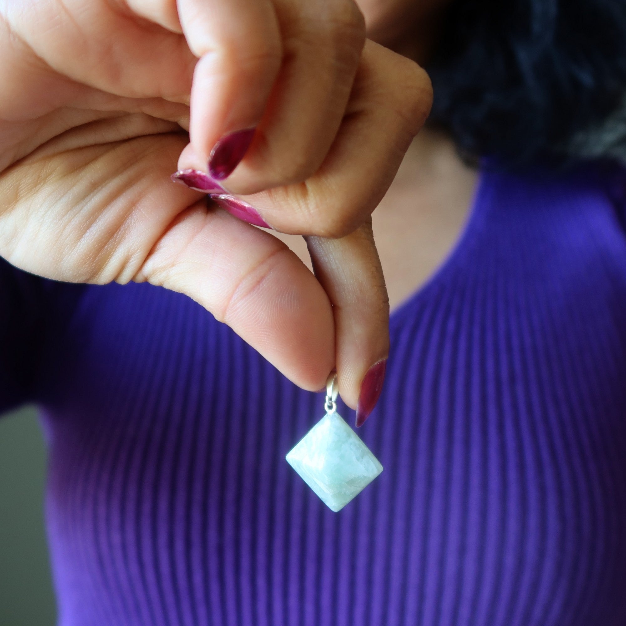 Amazonite Pendant Pyramid Atlantis Stone Silver