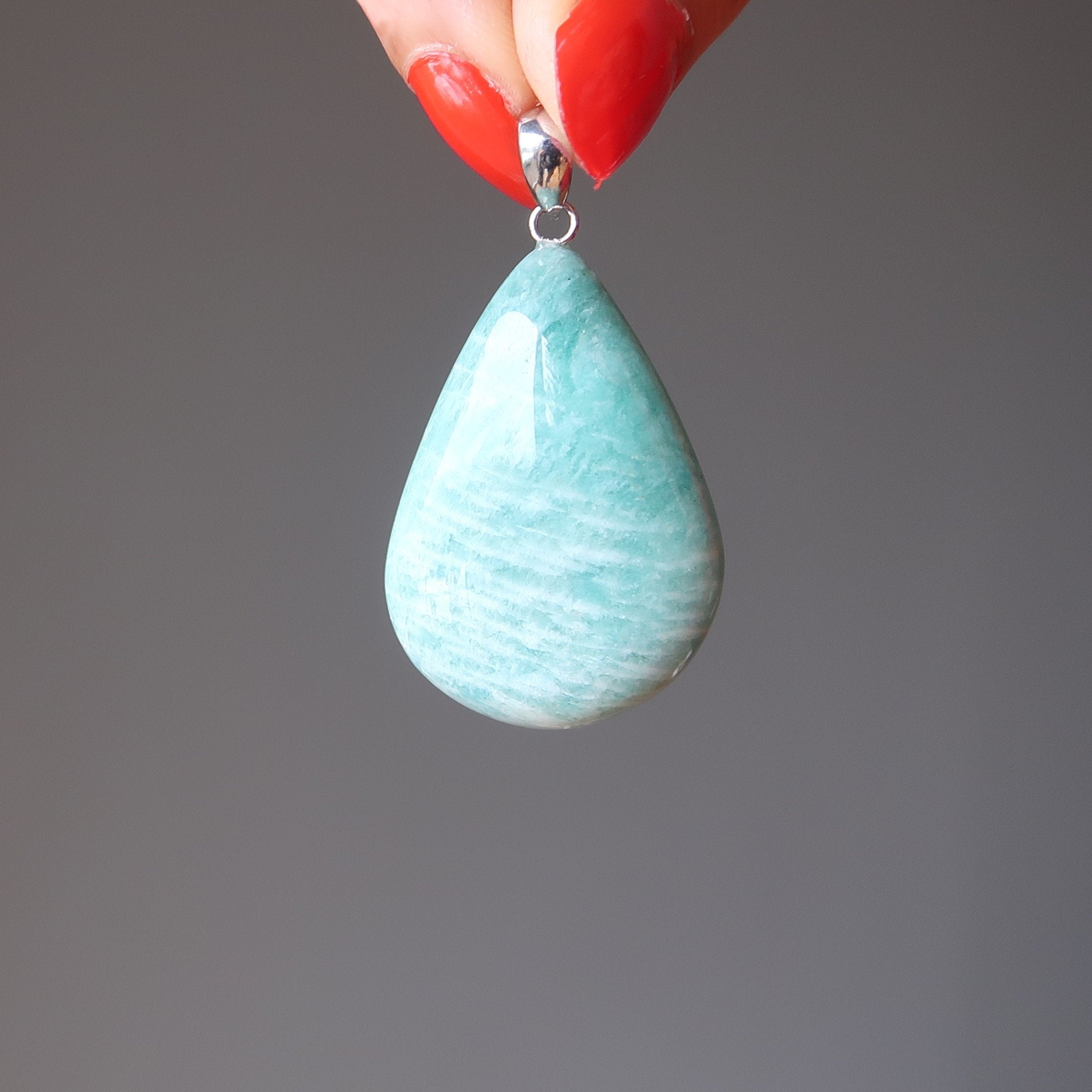 Pendentif Amazonite Goutte Océanique Luxuriante Vert Aqua
