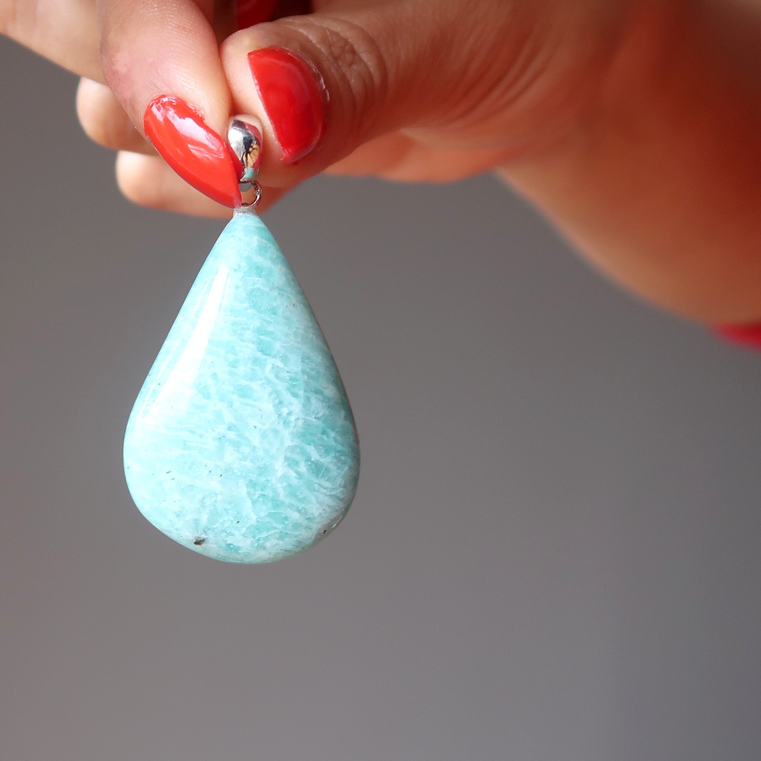Pendentif Amazonite Goutte Océanique Luxuriante Vert Aqua