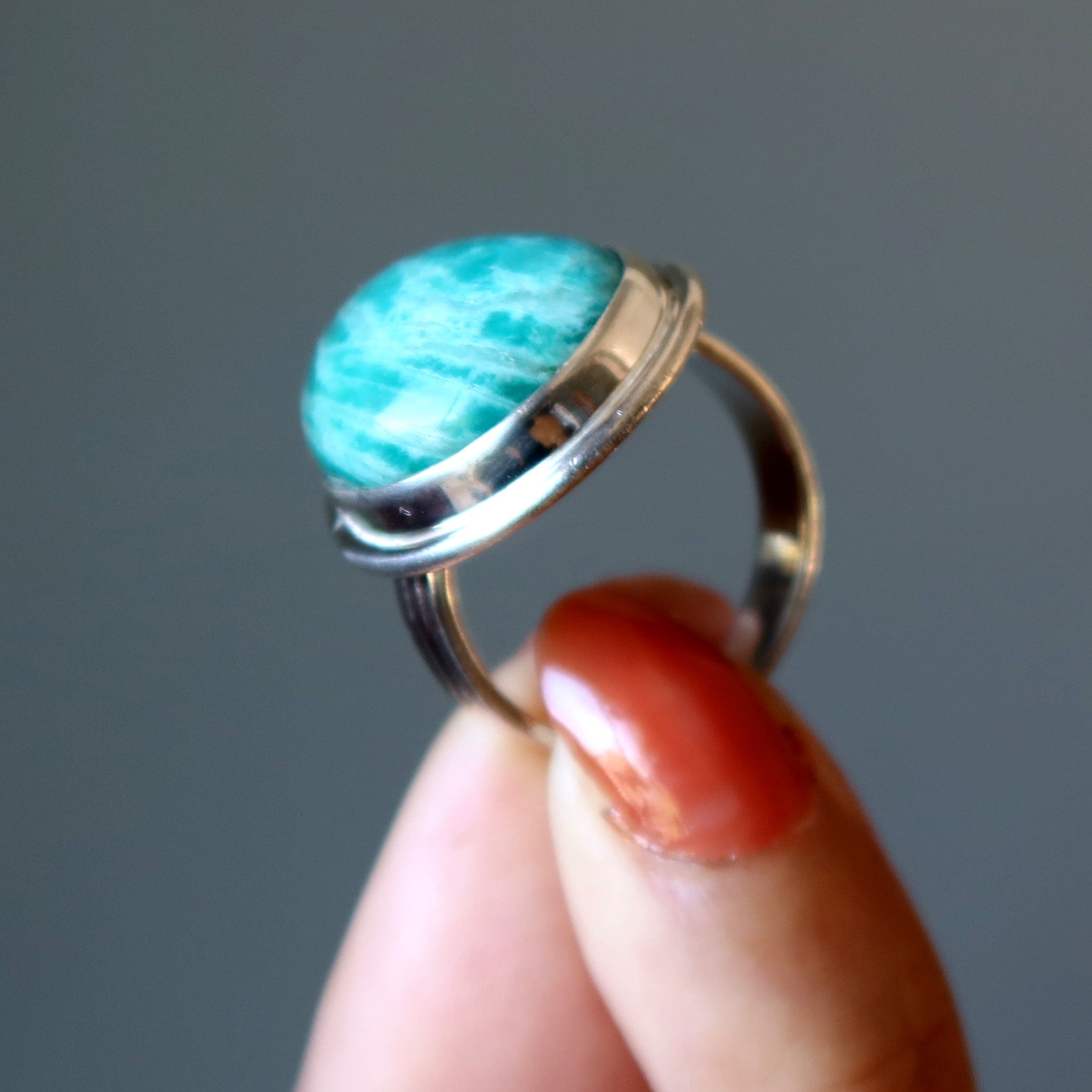 Amazonite Ring Ride the Tide Aqua Teardrop Gem Sterling Silver