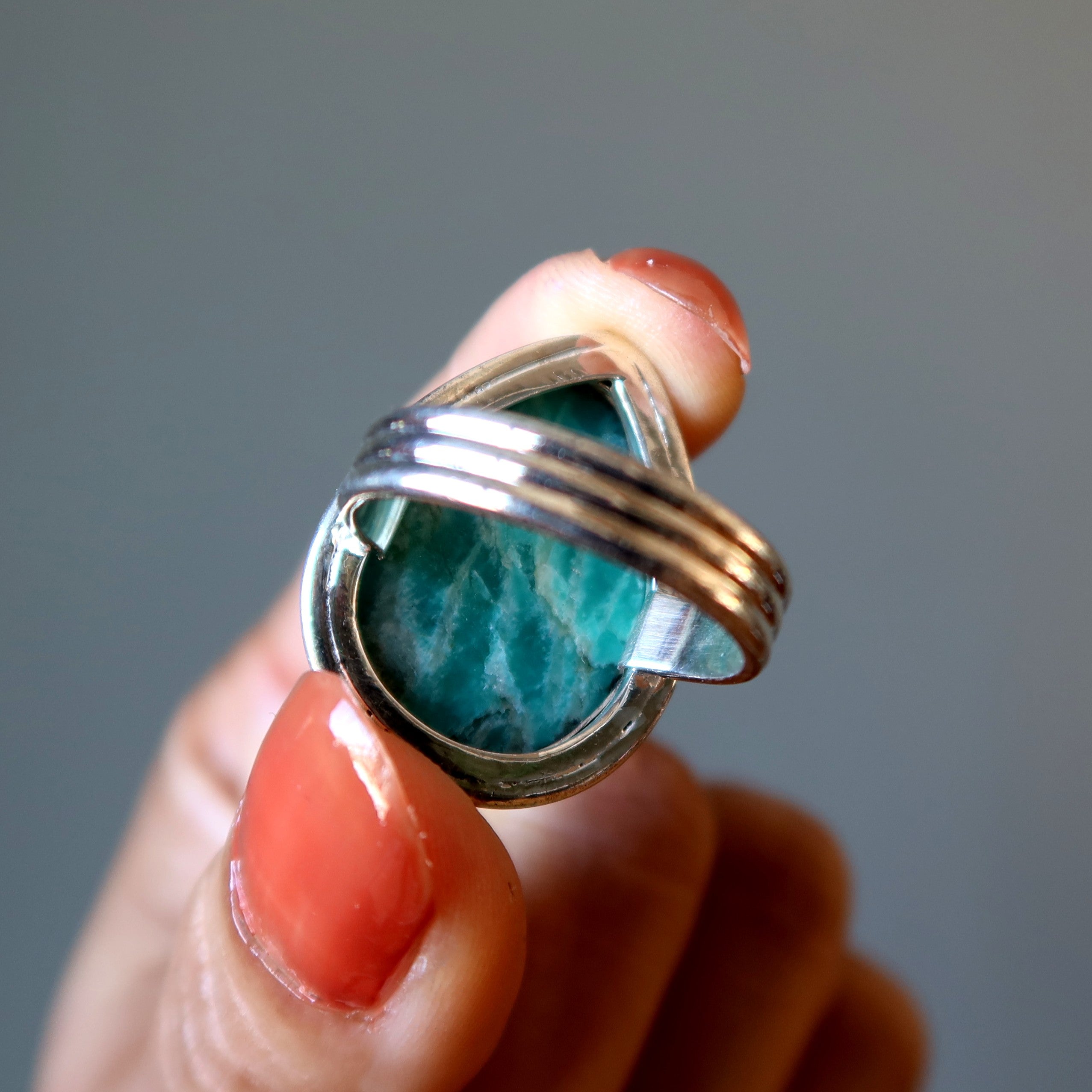 Amazonite Ring Ride the Tide Aqua Teardrop Gem Sterling Silver