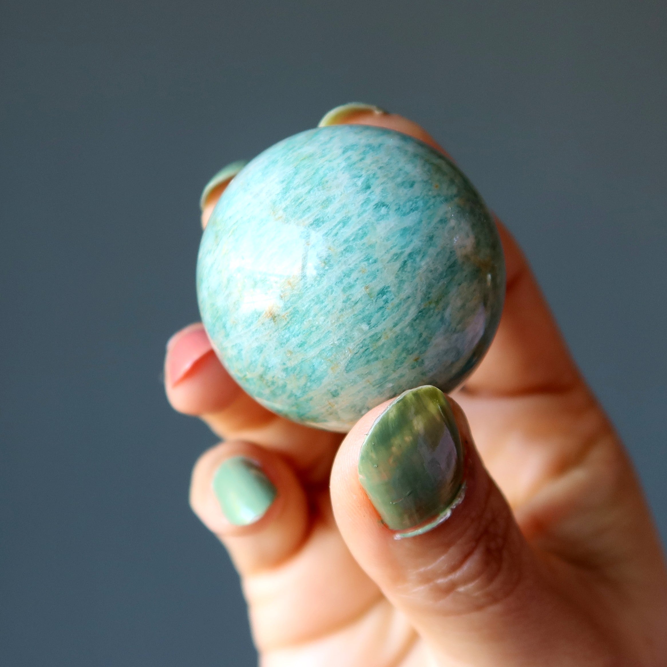 Amazonite Sphere Serene Aqua Green Sheen Paradise Crystal Ball