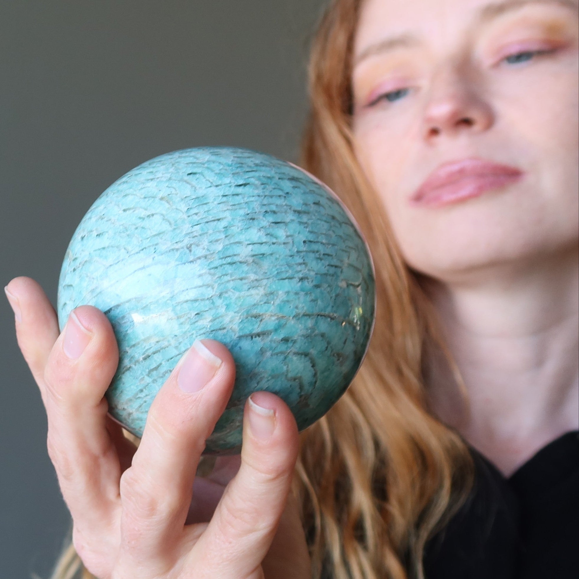 Amazonite Sphere Serene Aqua Green Sheen Paradise Crystal Ball