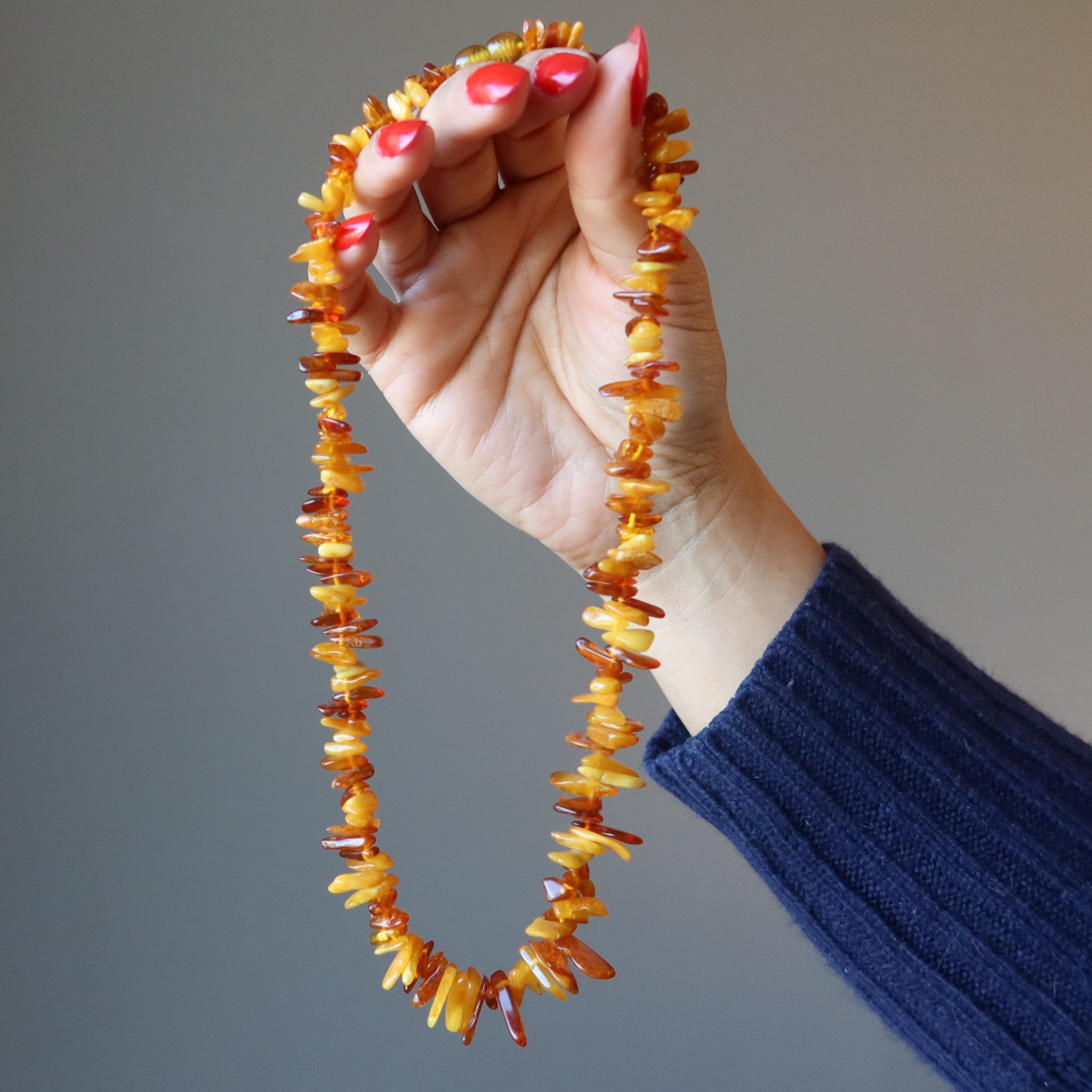 Collier d'ambre Automne chaud Noué Pierres de la Baltique