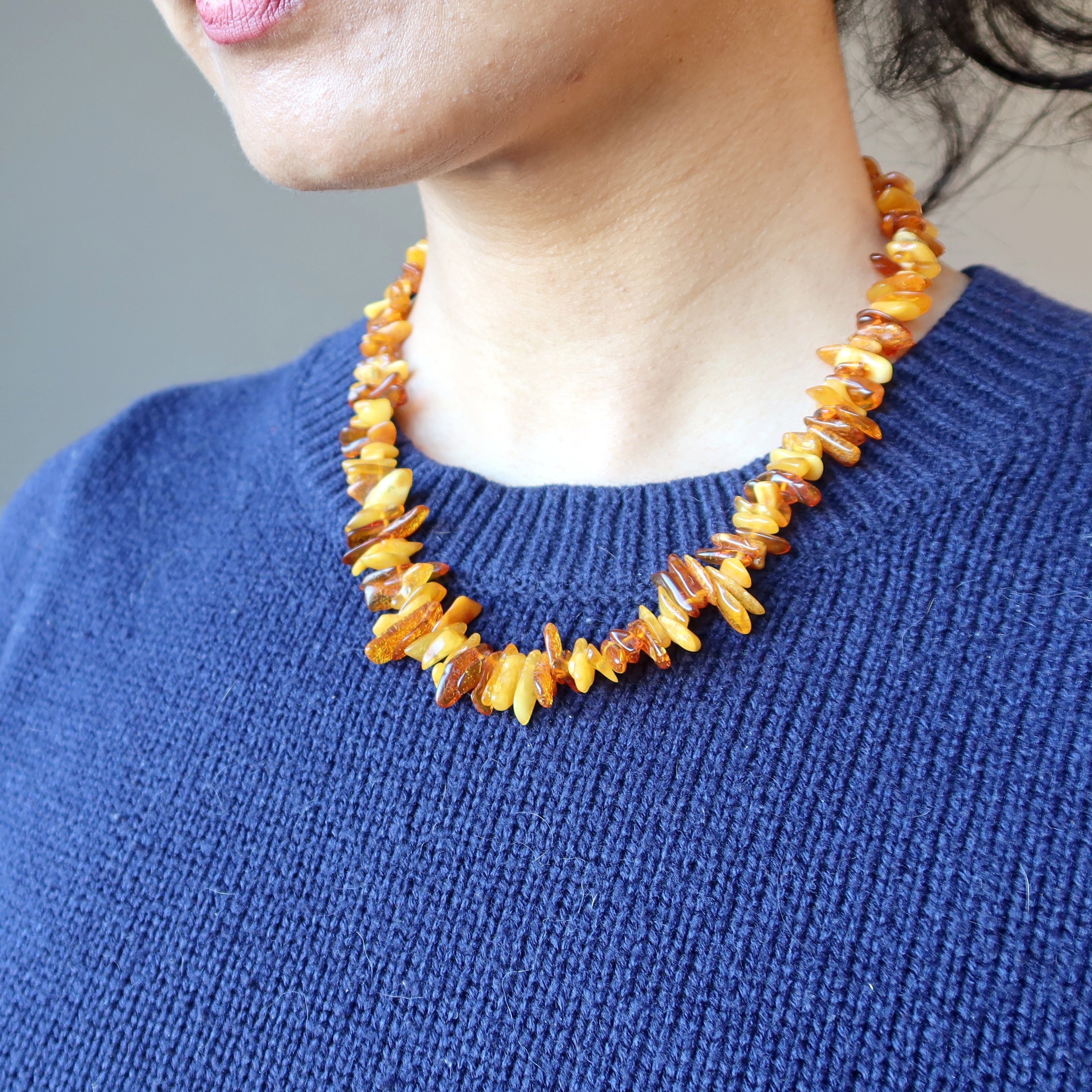 Collier d'ambre Automne chaud Noué Pierres de la Baltique