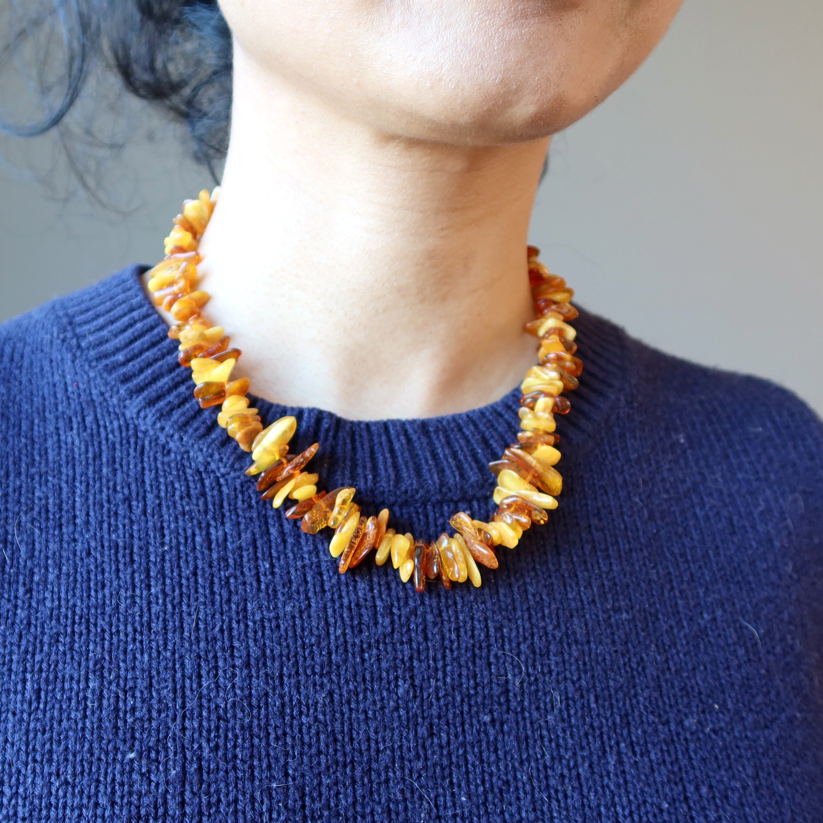 Collier d'ambre Automne chaud Noué Pierres de la Baltique