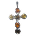Amber Pendant Cross Happy Baltic Sterling Silver