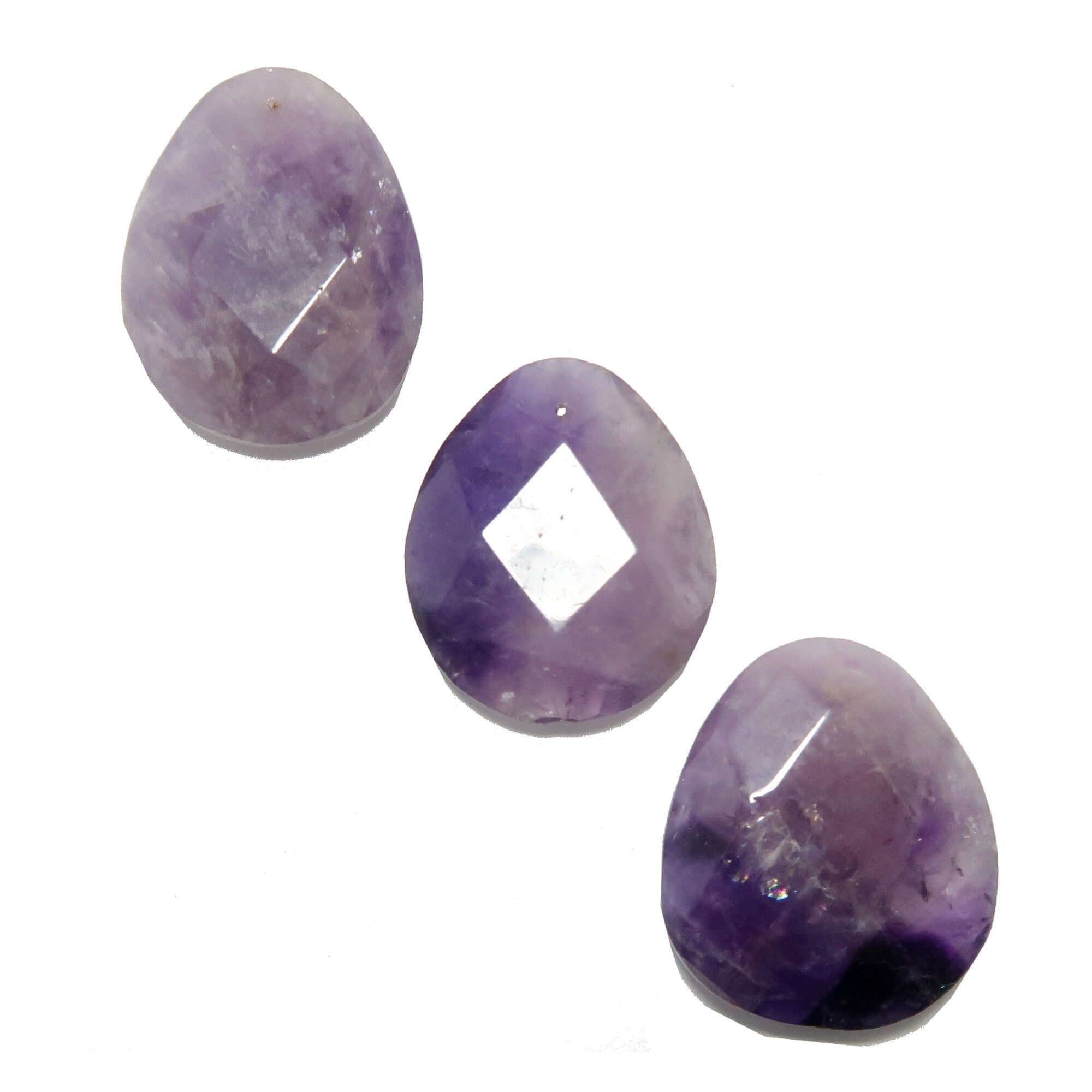 Amethyst Grid Pear Faceted Drilled Wounded Warrior