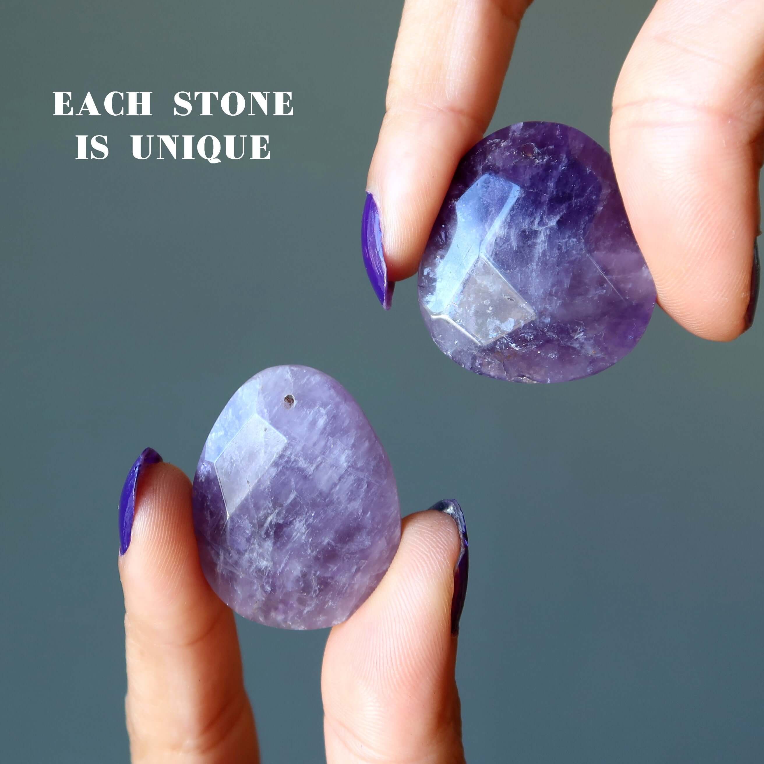 Amethyst Grid Pear Faceted Drilled Wounded Warrior