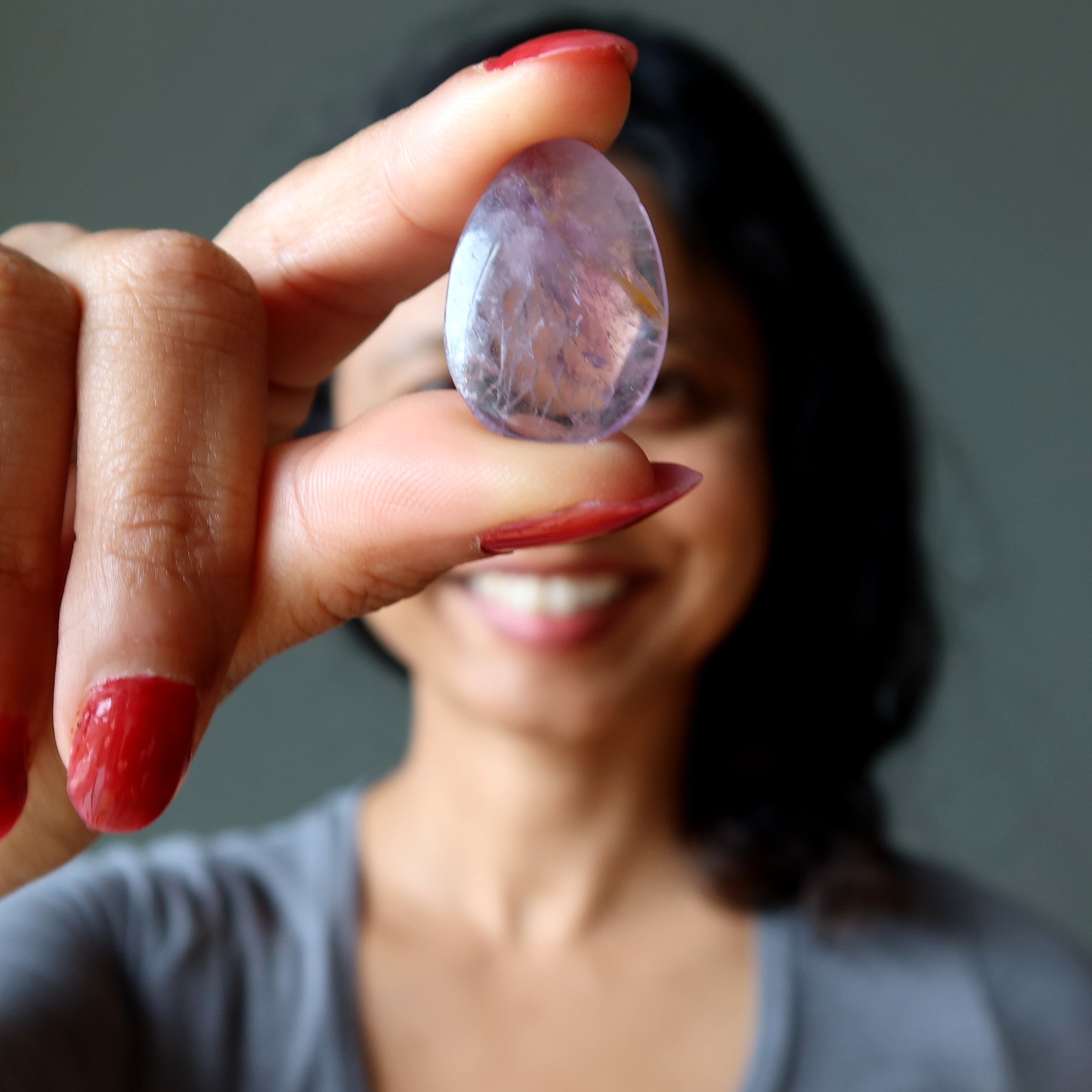 Amethyst Grid Crystal Purple Pear Layout Gem
