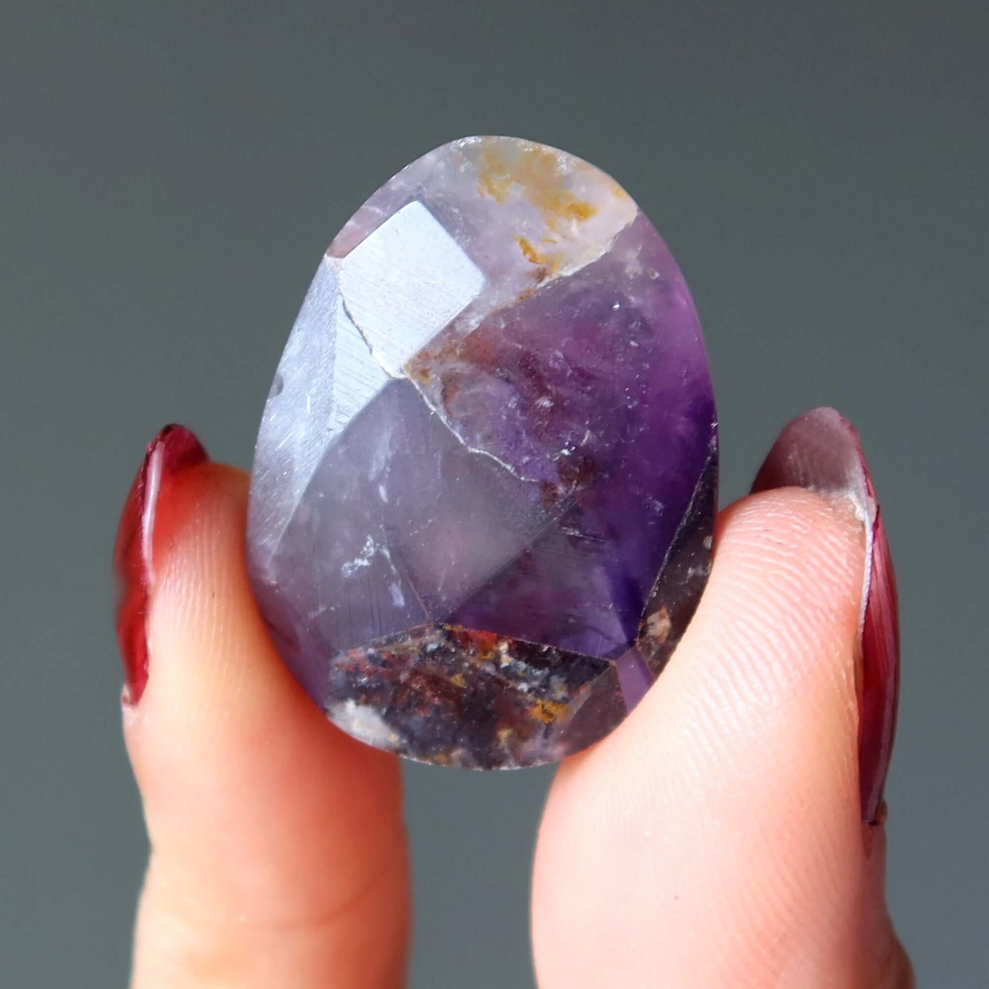 Amethyst Amulet Pear Faceted Wounded Warrior