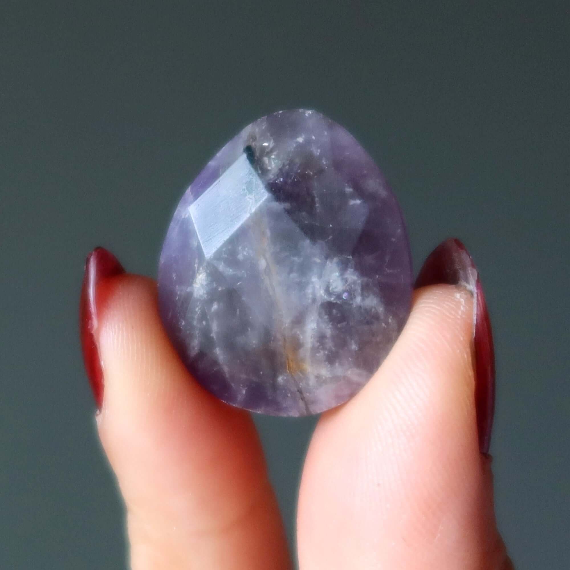 Amethyst Amulet Pear Faceted Wounded Warrior