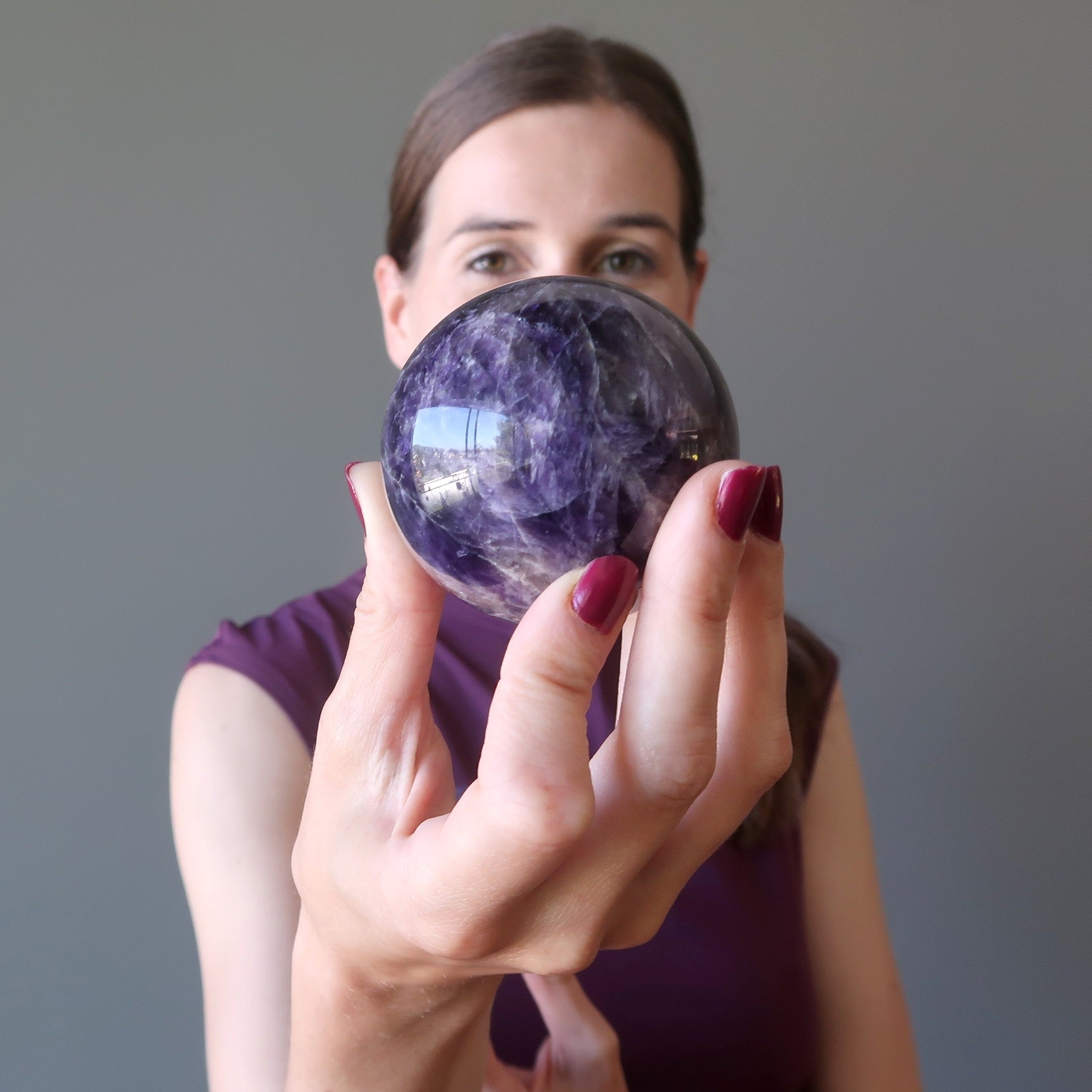 Amethyst Sphere Deep Soul Healing Dark Purple Uruguay Crystal Ball