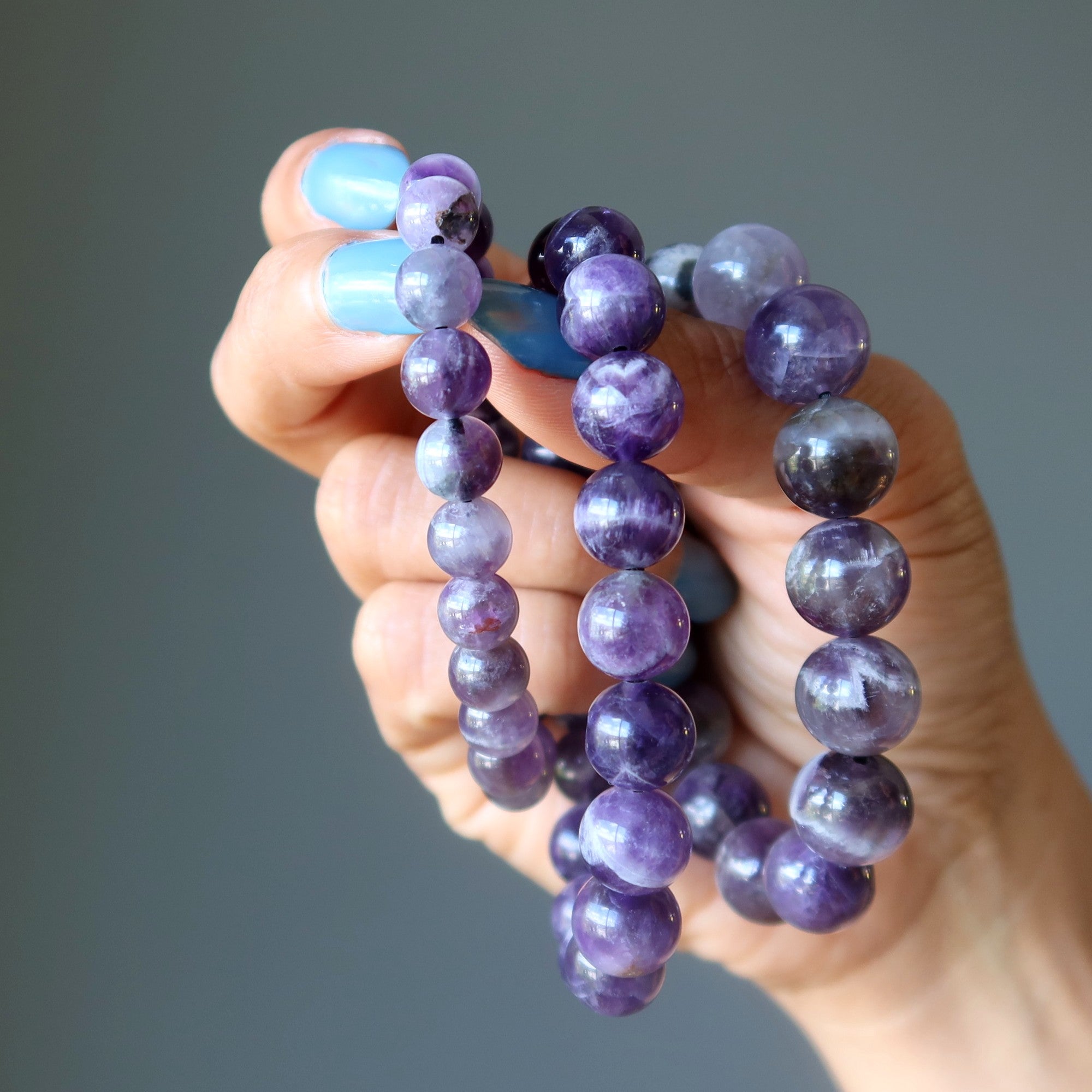 Amethyst Bracelet Purple Chevron Crystal Beads of Karma