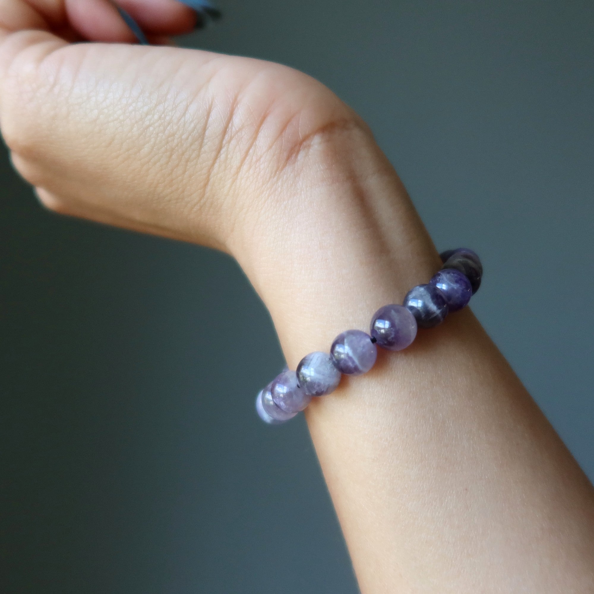 Amethyst Bracelet Purple Chevron Crystal Beads of Karma