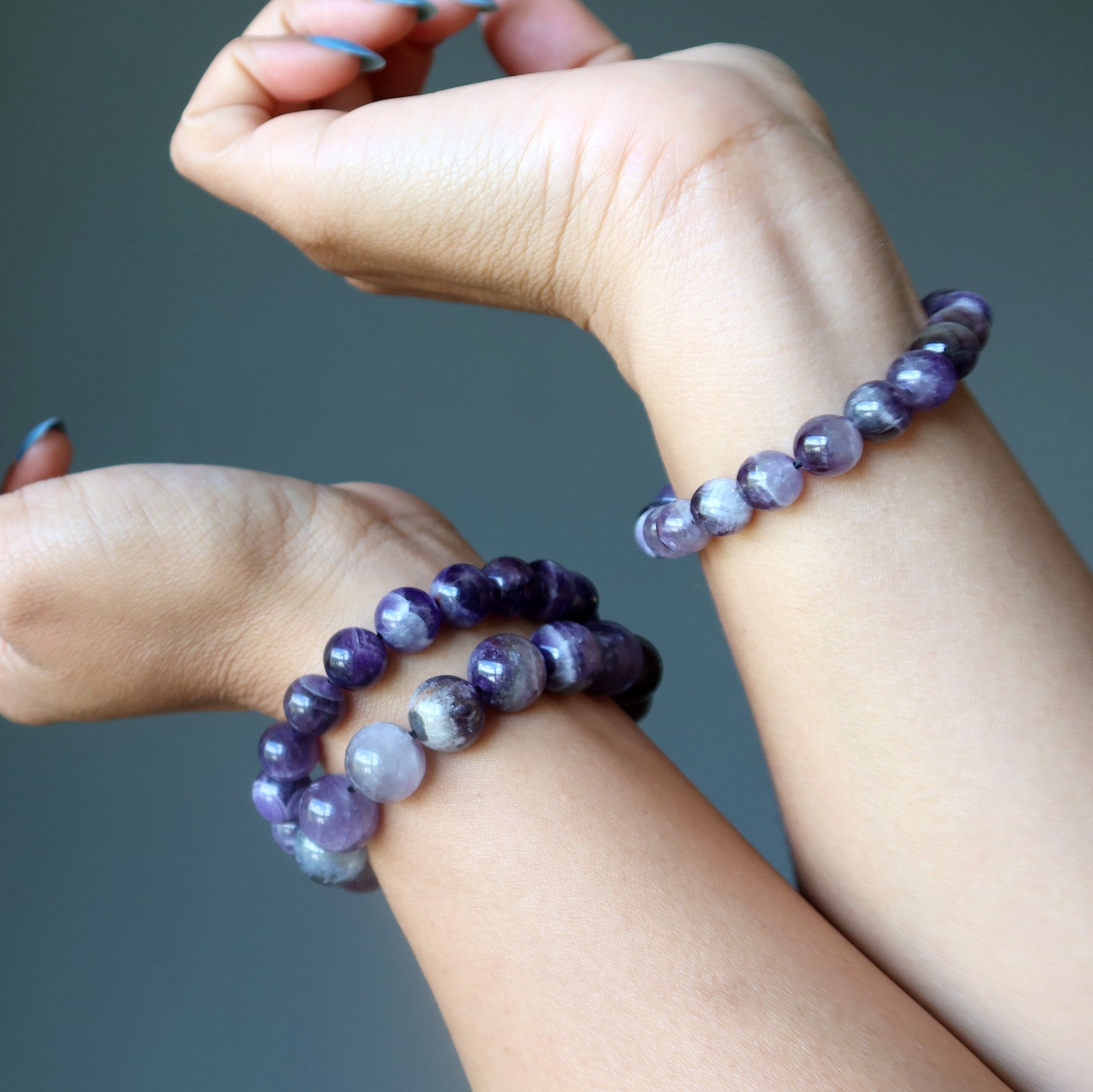 Amethyst Bracelet Purple Chevron Crystal Beads of Karma
