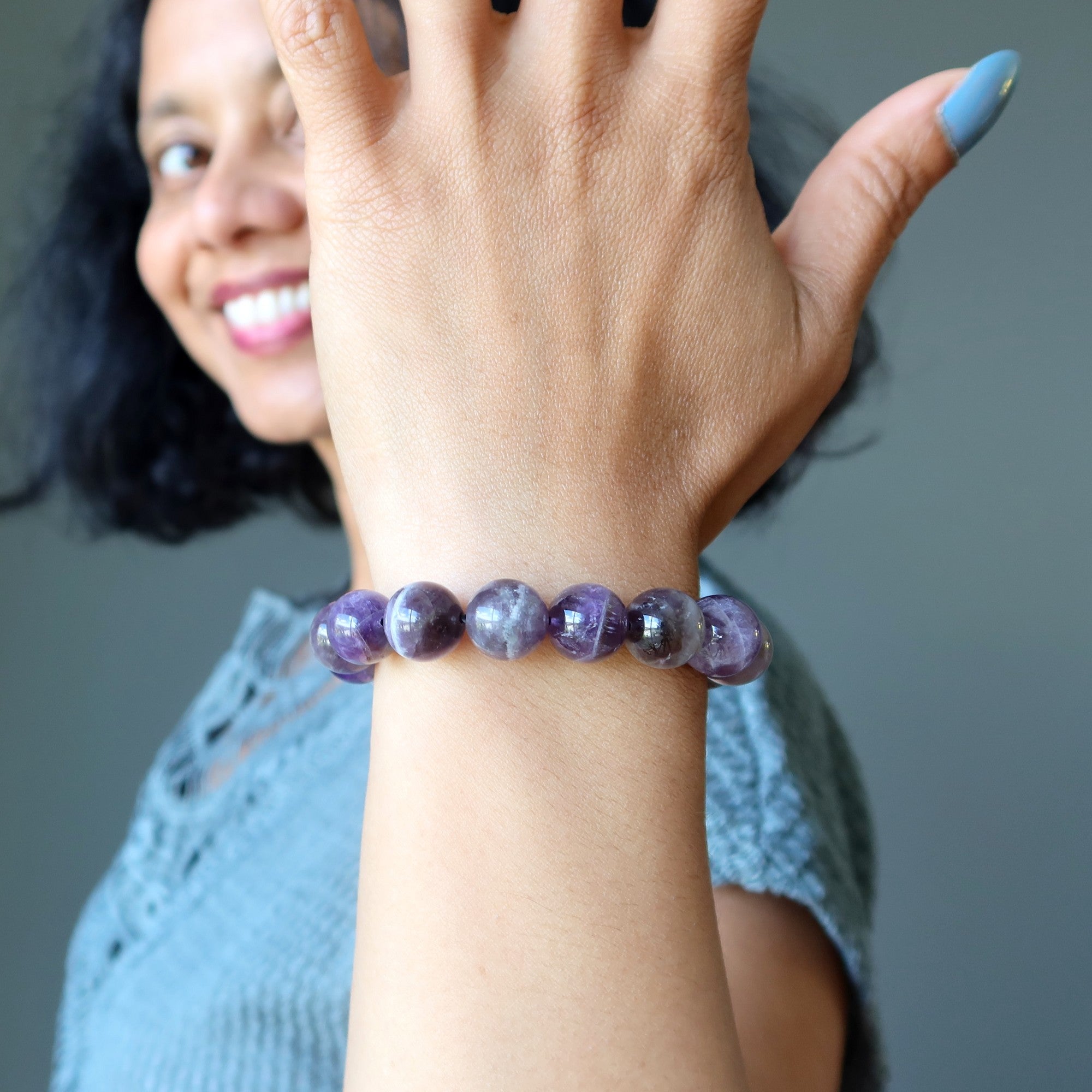 Amethyst Bracelet Purple Chevron Crystal Beads of Karma