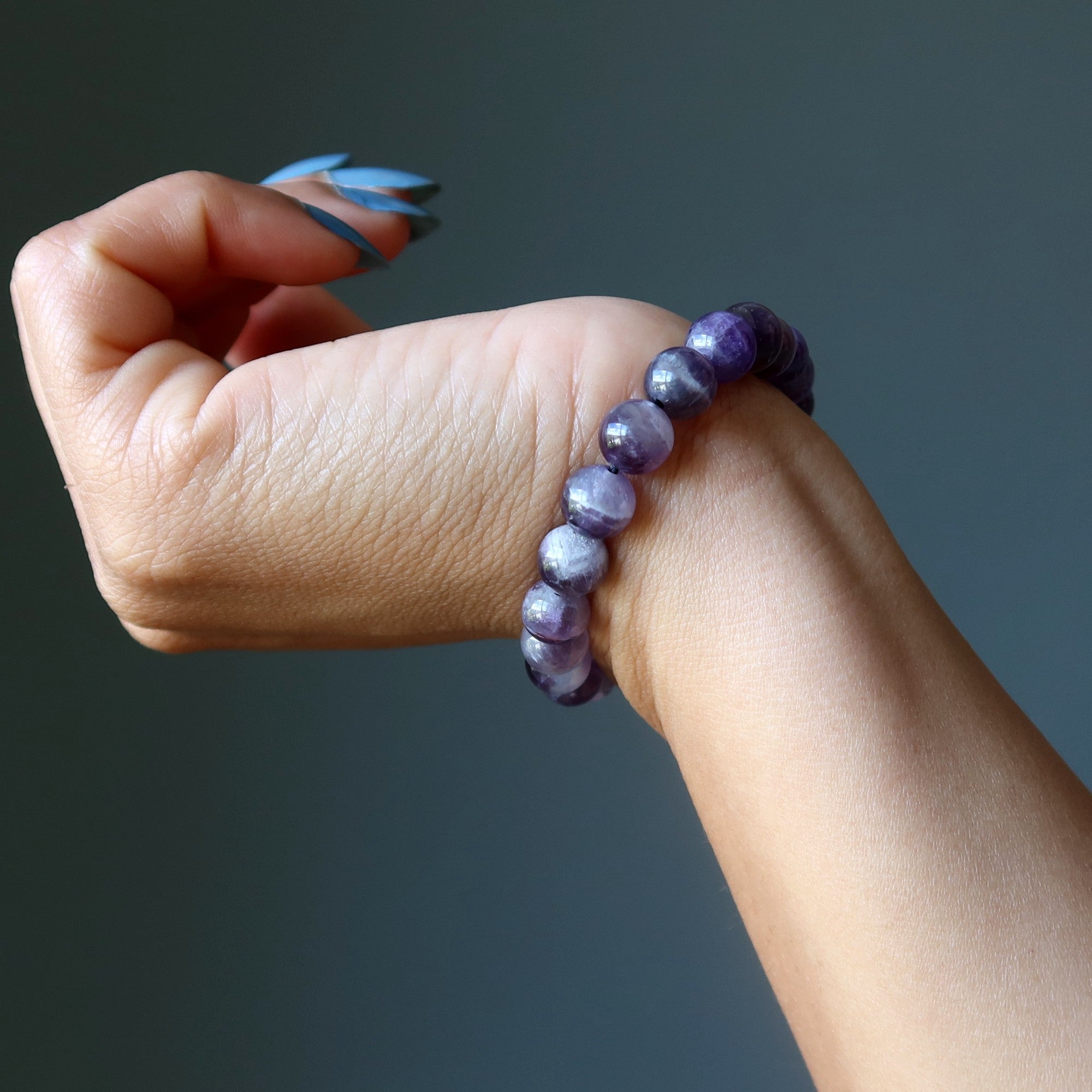 Amethyst Bracelet Purple Chevron Crystal Beads of Karma