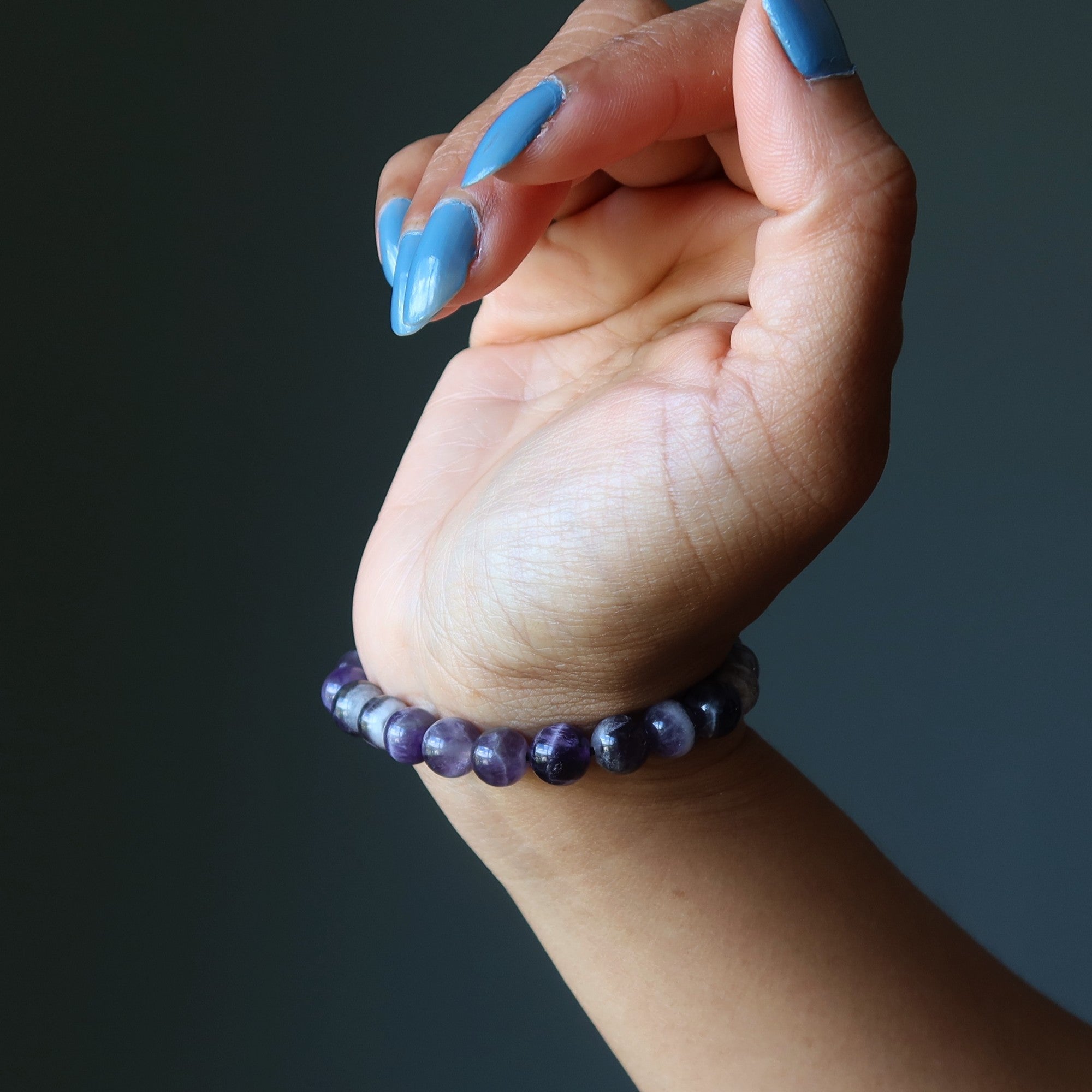 Amethyst Bracelet Purple Chevron Crystal Beads of Karma