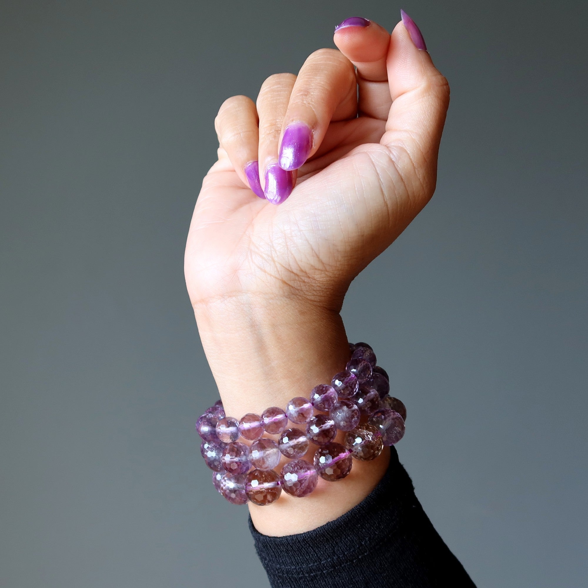 Bracelet Améthyste Amétrine Naturelle Perles Facettées de Joie
