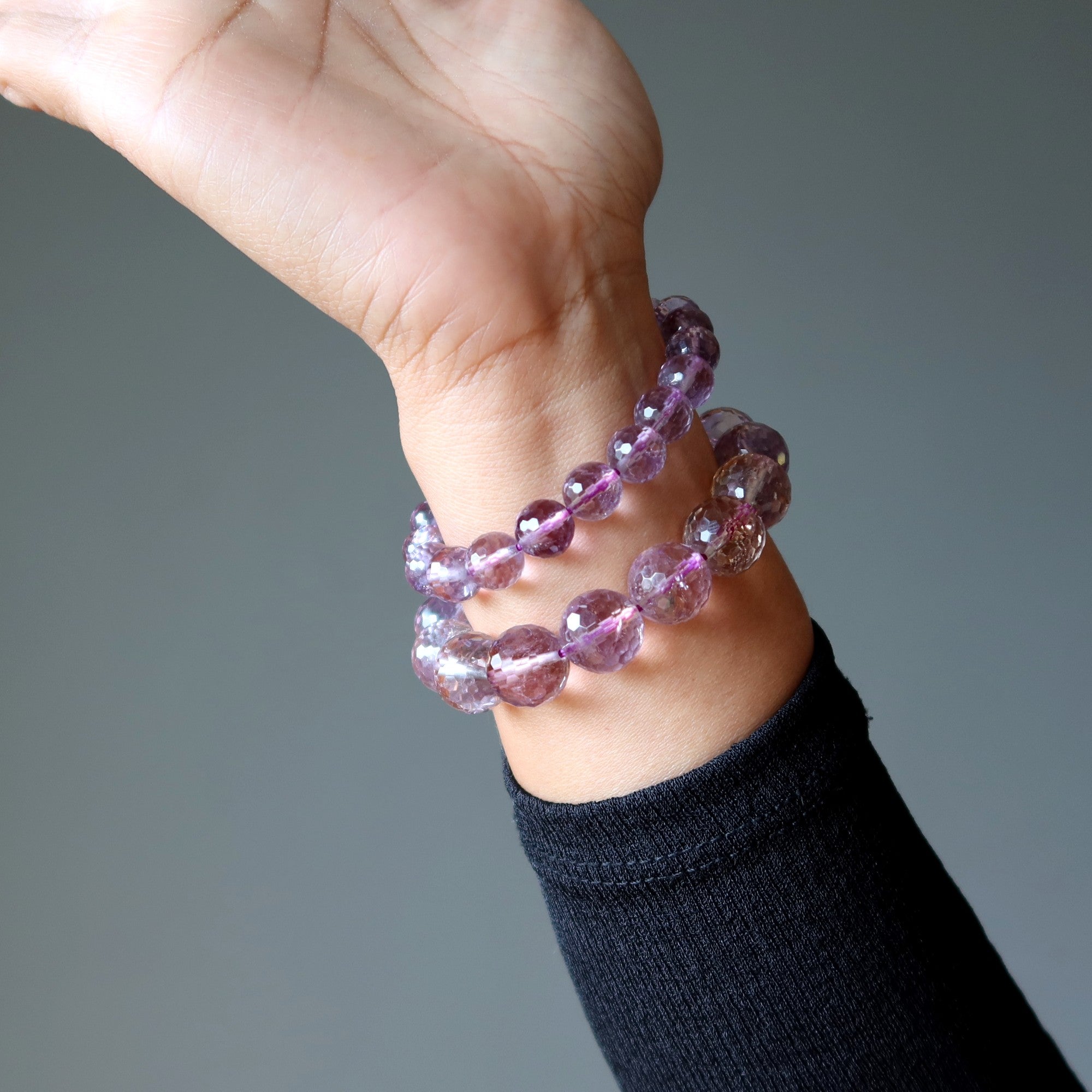 Bracelet Améthyste Amétrine Naturelle Perles Facettées de Joie